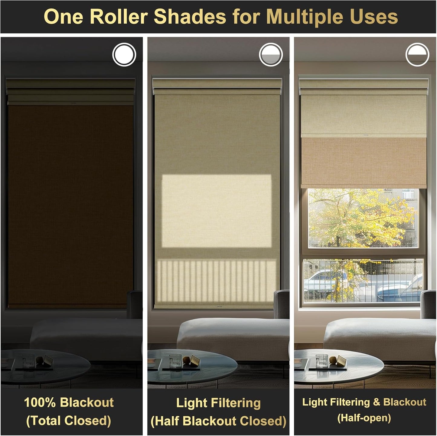 BERISSA Cordless Dual Roller Shades with Cassette Valance,Double Window Shades Blackout and Light Filtering Shades,Day and Night Roller Shades for Home Office Door.Linen Beige.58 W x 56" H