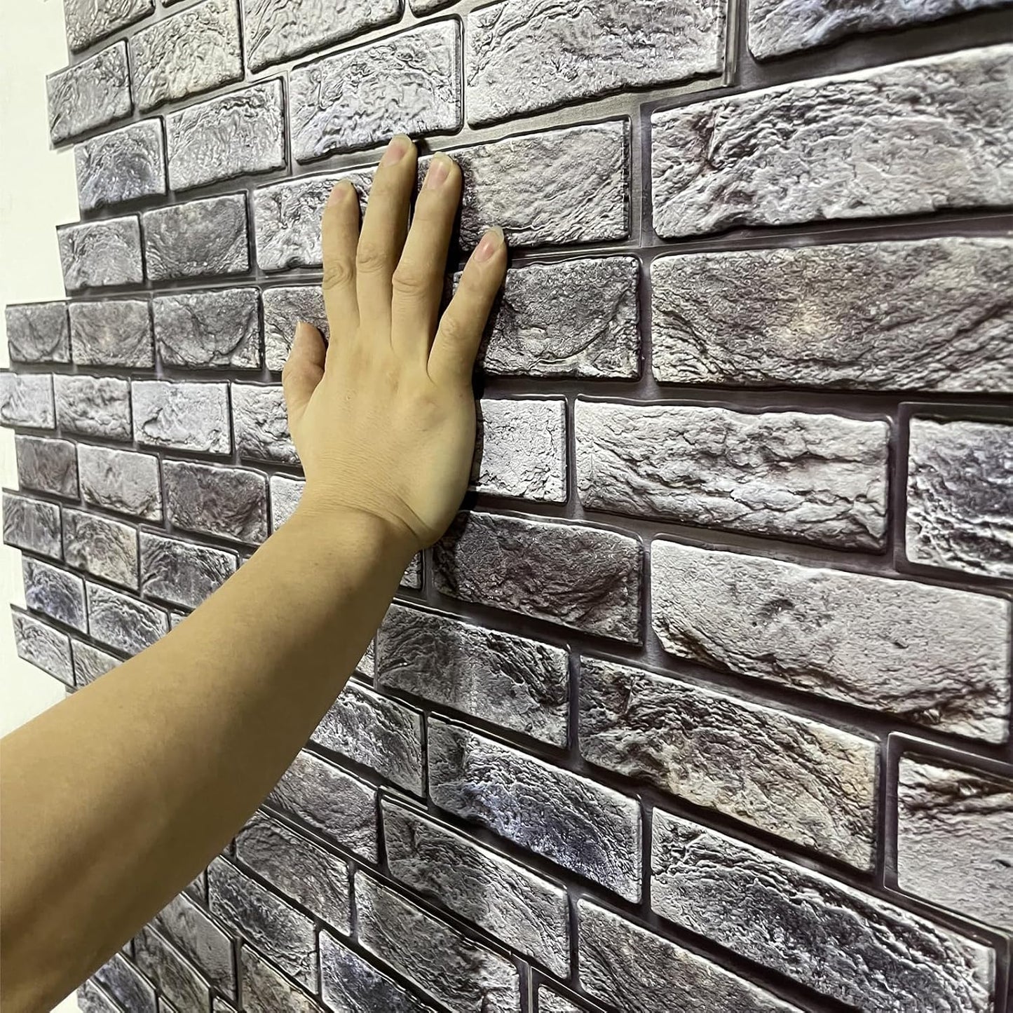 Faux Brick Wall Panels,3D Wall Panel Peel and Stick,3D Brick Wallpaper,10 PCS 11.8 x 11.8 Inch,Faux Brick Foam Self Adhesive Textured Medieval for Living Room Bedroom Cover 8.46.Sq.Ft.