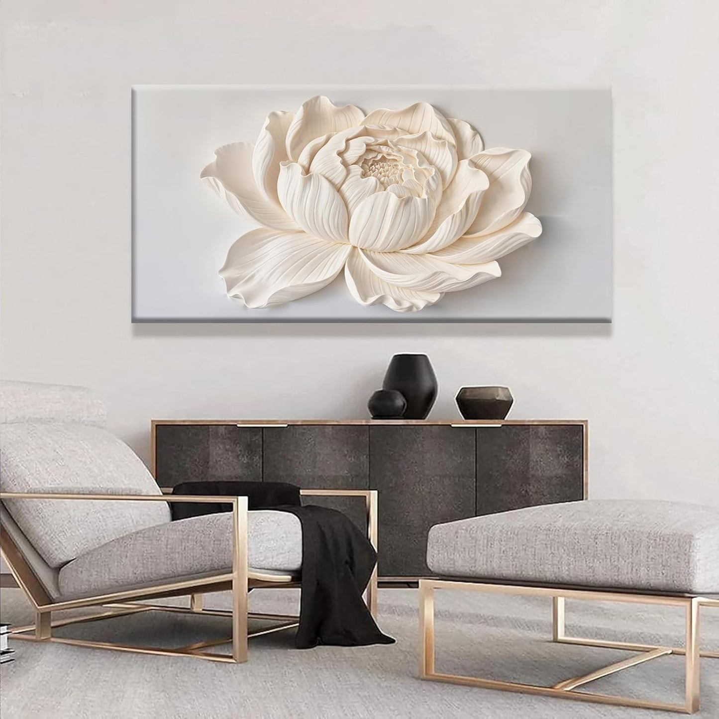 TAIJXAGSG Large Canvas Wall Art Decor For Living Room Pictures White Flower Wall Art Decoration Artwork Wall Art Modern Painting Pictures For Bedroom Home Kitchen Office 29"X 58"