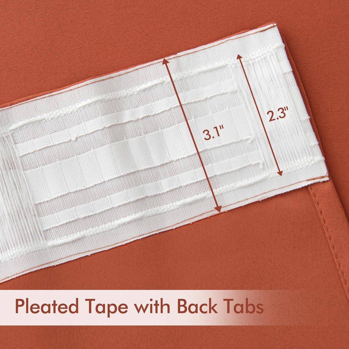 MIULEE Back Tab Burnt Orange Blackout Curtains 108 Inch Long 2 Panels Set for Living Room Bedroom Privacy, Fall Terracotta Rod Pocket/Pinch Pleated Extra Long Room Darkening Light Blocking Drapes