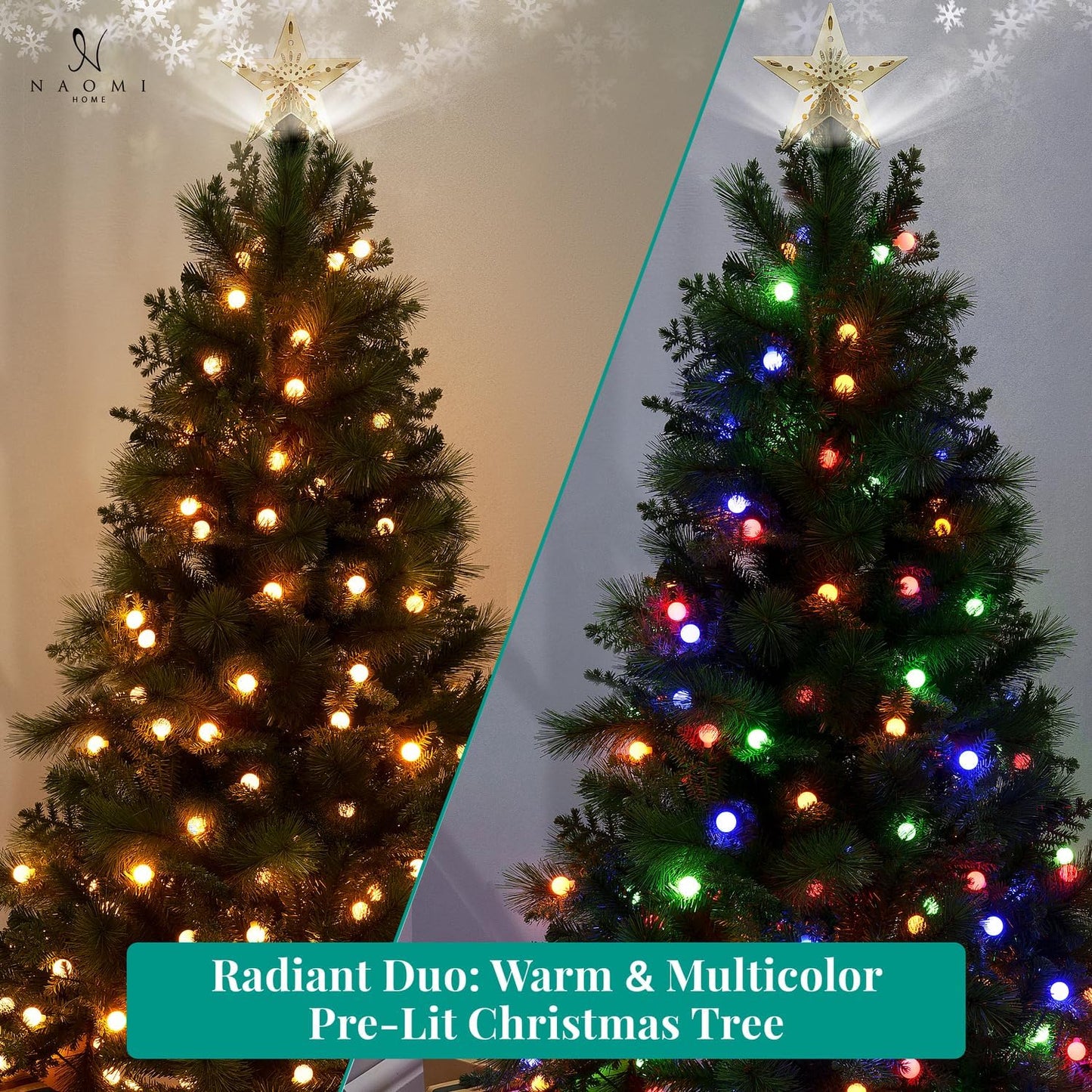 Naomi Home Evangeline Traditional Christmas Tree Green/7.5ft