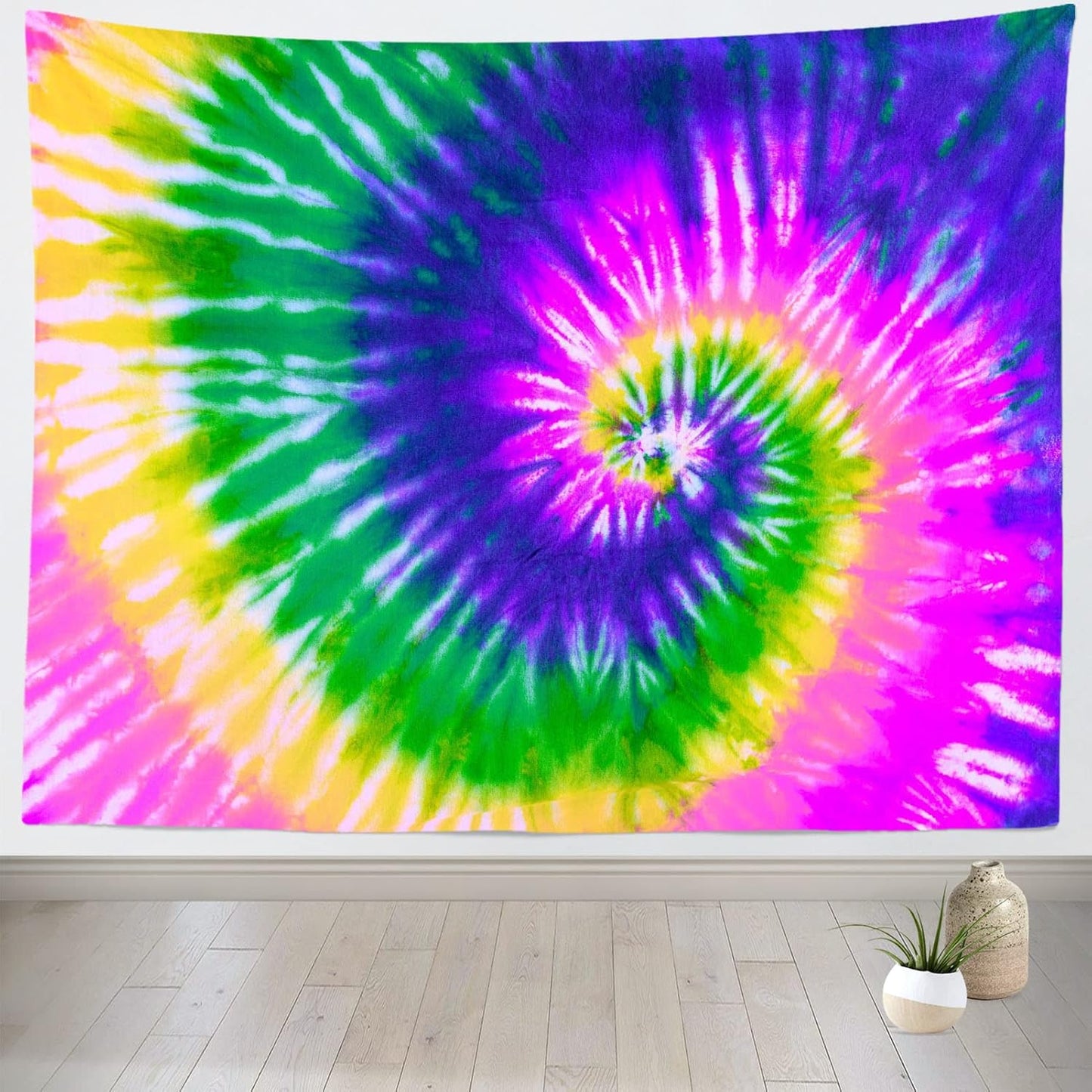 BELECO Tie Dye Tapestry Fabric Wall Hanging 60x40 Inch Hippie Tapestry 60's Tie Dye Wall Decor Watercolor Rainbow Spiral Tie Dye Art Tapestries for Bedroom Living Room Dorm Home Decor