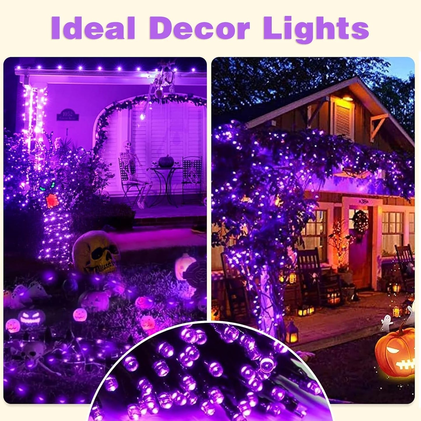 6 Pack Solar String Lights Outdoor, 600 LED Extra-Long 236 FT Solar Lights Outdoor with 8 Lighting Modes, IP65 Waterproof for Halloween, Garedn, Xmas, Balcony, Wedding, Party (Purple)
