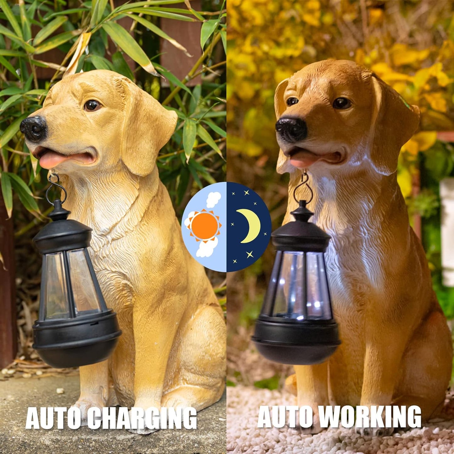 Garden Dog Statues Outdoor Decor, Solar Lights Outdoor Statue Outdoor Decorations Solar Dog Ornaments for Patio, Lawn, Yard Art Decoration, Housewarming Garden Gift