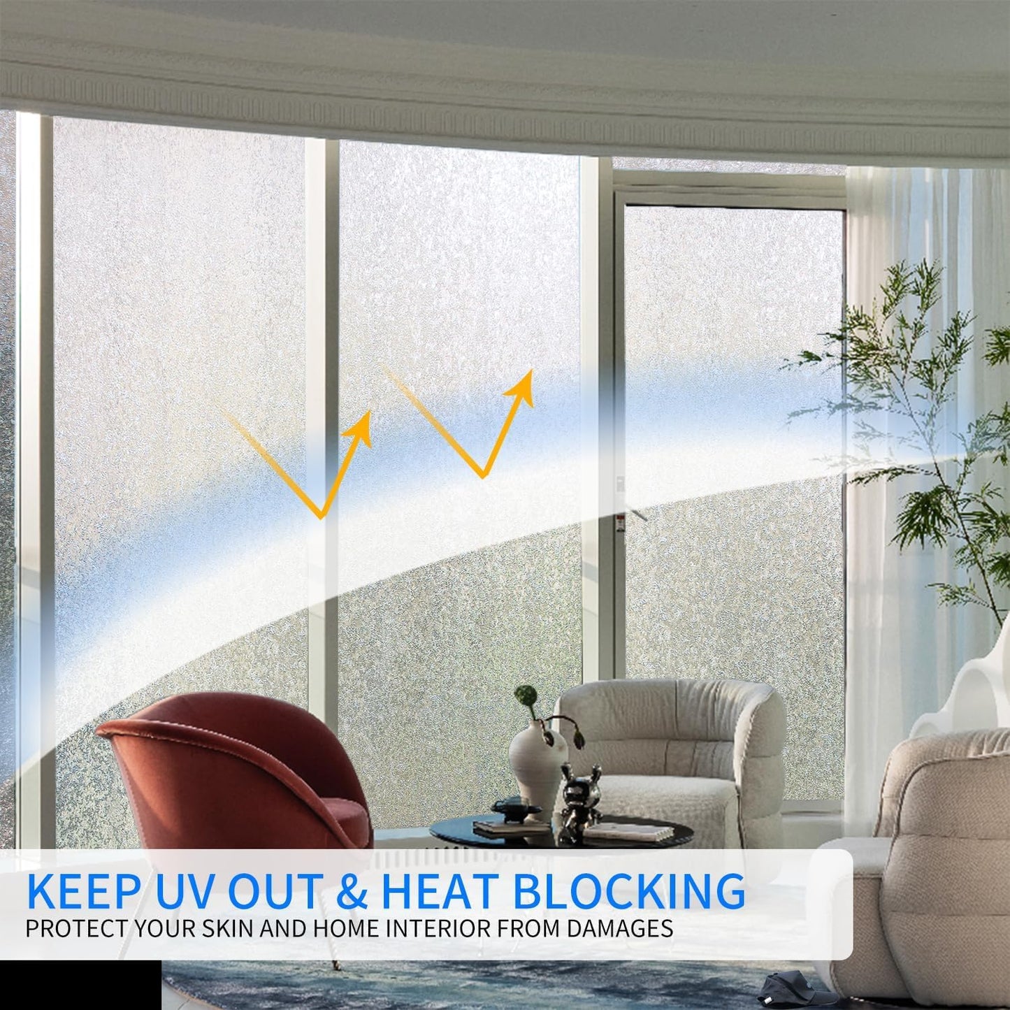 Window Film Privacy Day and Night with Installation Tools, Static Cling Glass Film Ideal for Home Shower Office Glass Door (Flash Diamond, 35.4 x 78.7 Inch)