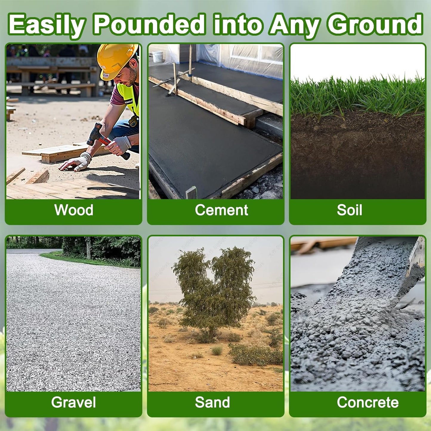 VVOKGO Rebar Stakes 18 Inch J Hook Heavy Duty Ground Anchors (16-Pack), 3/8" Diameter Metal Steel Extra Long Fence Stakes with Chisel Point End for Greenhouse, Gazebo, Carport, Camping Tents, Black