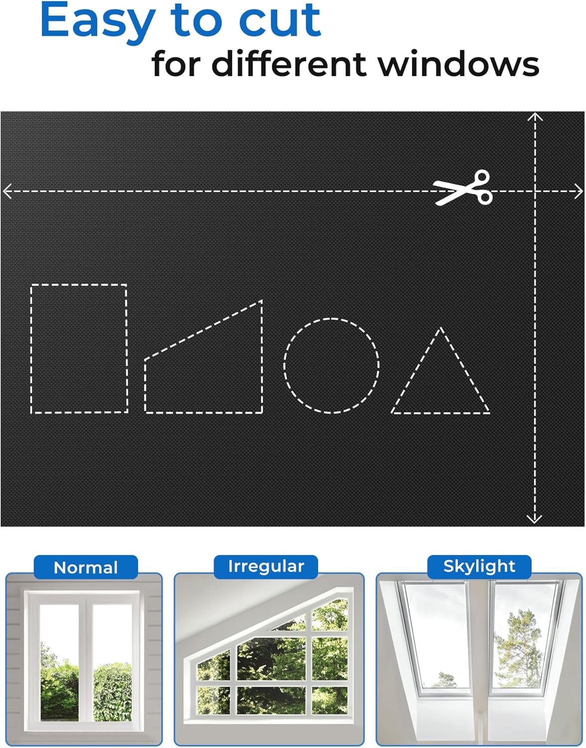 Sumobaby Blackout Curtains for Bedroom 84"x70"Portable Black Out Window Cover with Heat-Resistant Hook&Loop Tape,100% Blackout Shades No Drill Blinds for Windows DIY Cut Fit for Nursery,TV Room(Black)