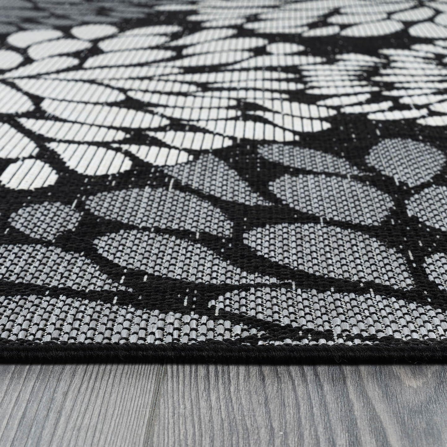 Beverly Rug Outdoor Rug 6x9 Modern Exotic Tropical Leaf Area Rugs for Indoor and Outdoor Patio Deck Porch Garden Water Resistant Washable Outside Carpet (6 x 9 Dark Gray)