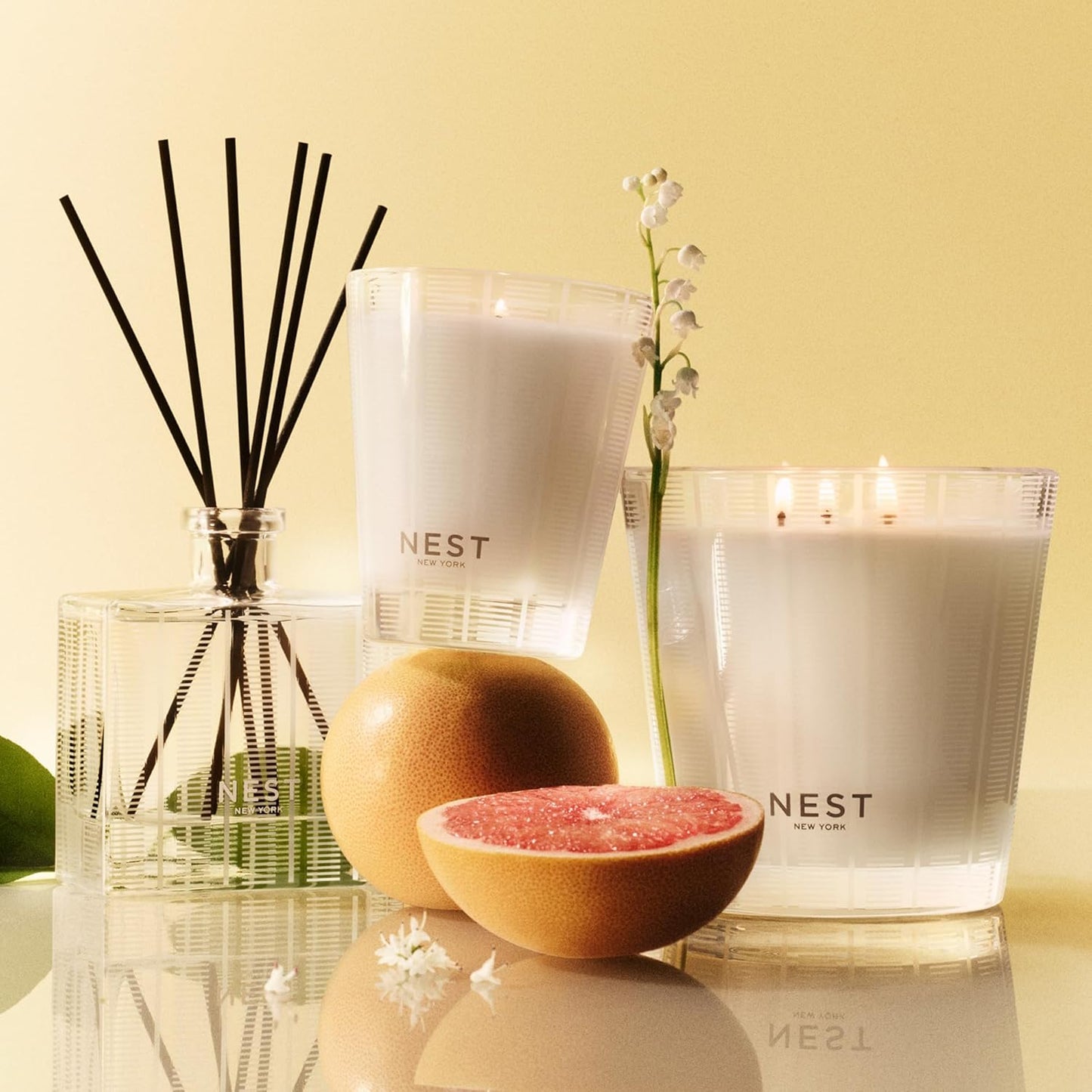 NEST New York Scented Classic Candle, Grapefruit - 8.1 oz - Up to 60-Hour Burn Time - Reusable Glass Vessel