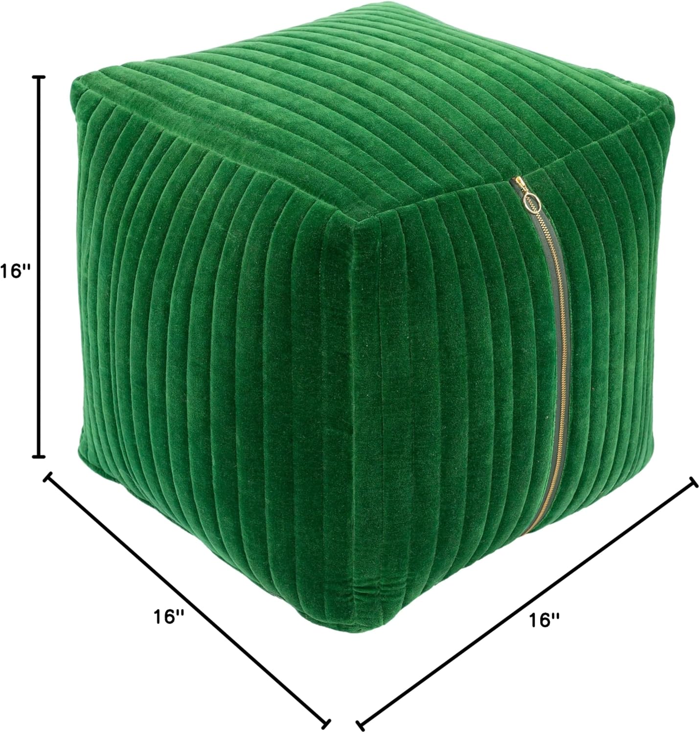 Mark&Day Pouf Ottoman, Rubbach Modern Dark Green Cube Pouf Foot Rest for Living Room, Bedroom and Boho Home Decor (16"x16"x16")