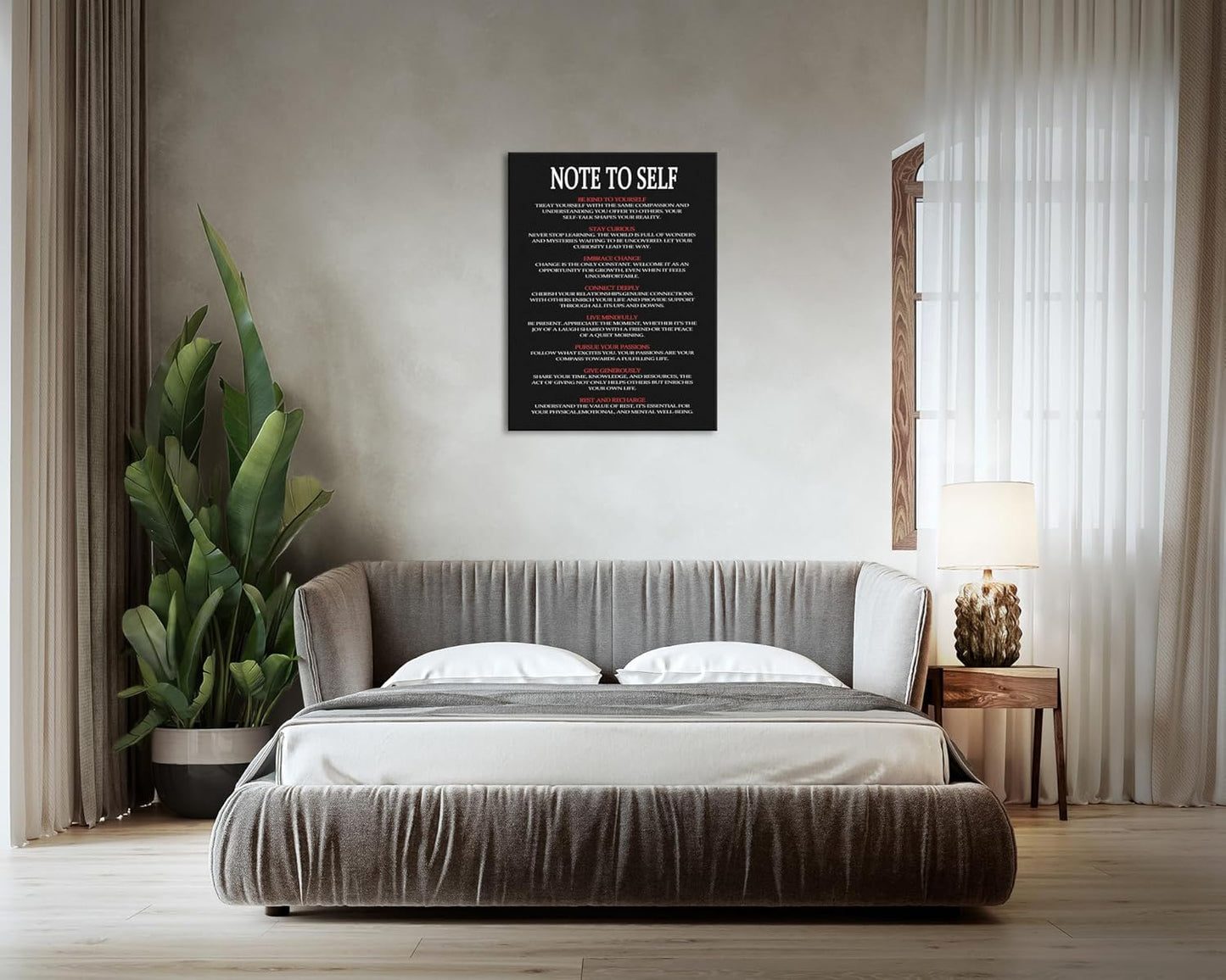 WYJDFART Printed Modern Artwork NOTE TO SELF Motivational Wall Art for Office Living room Bedroom Home Inspirational Canvas Poster Framed Ready to Hang[30" W X 40" H]