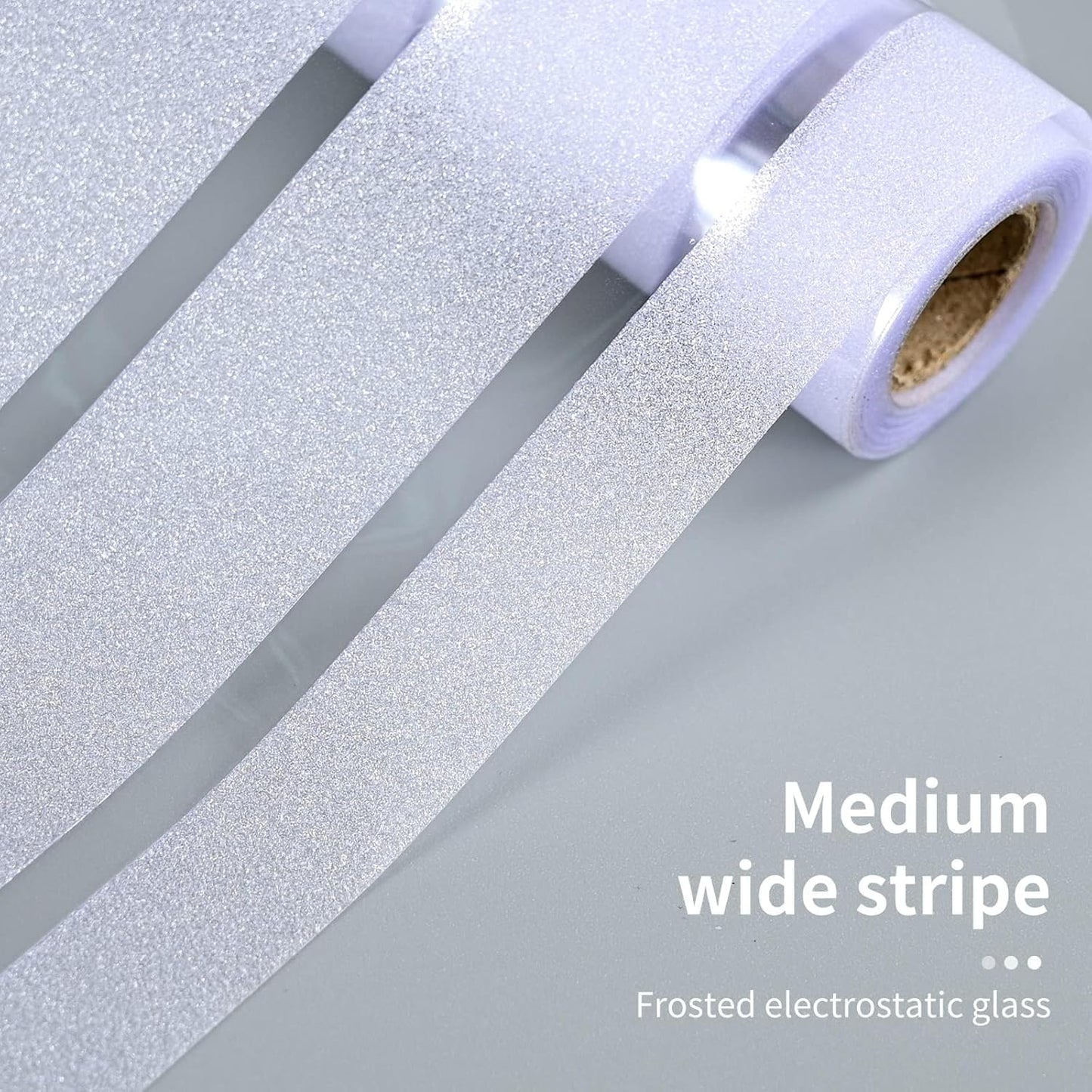 Window Privacy Film with Installation Tools, Stripe Window Film, Static Cling, Anti UV, Heat Control, Ideal for Home Shower Office Glass Door (Stripes Pattern, 45.2X314.9Inch)