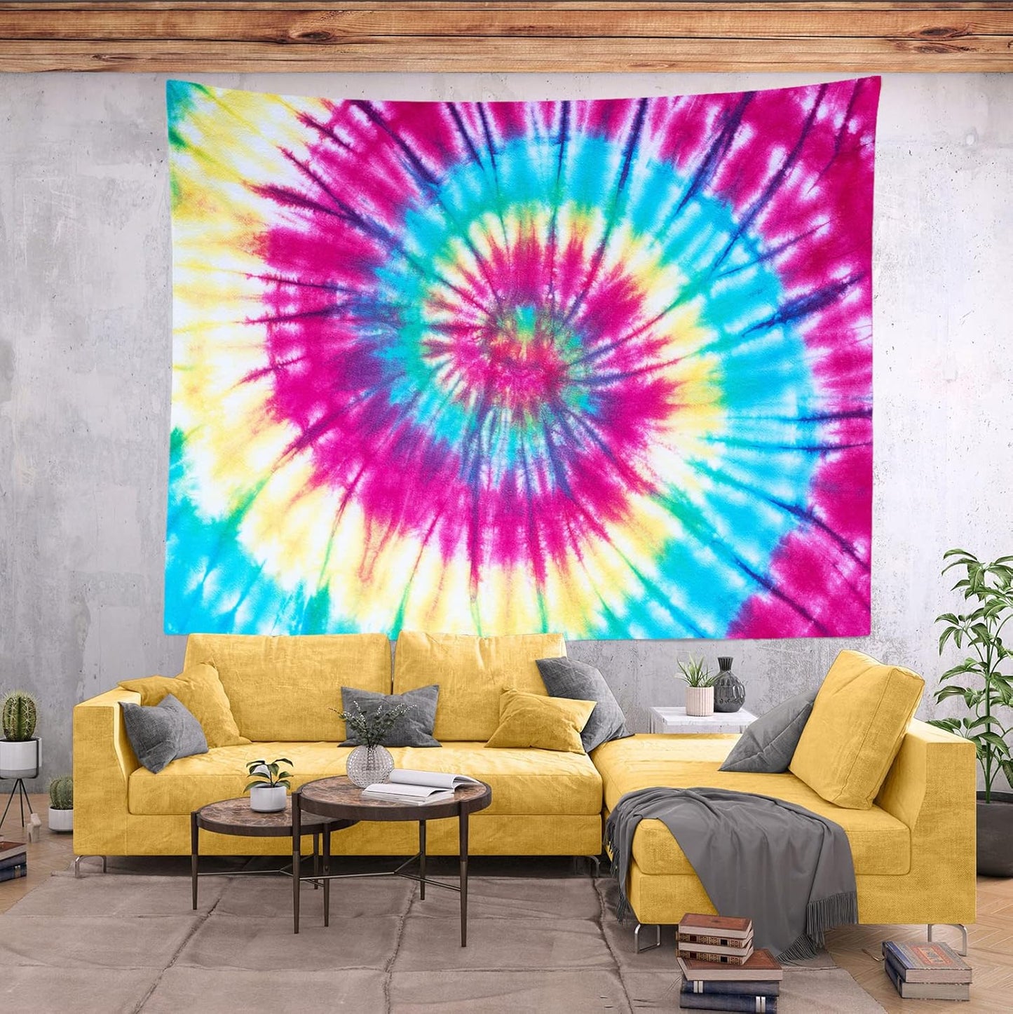 BELECO Tie Dye Tapestry Wall Hanging Fabric 106x70 Inch Colorful Spiral Tie Dye Tapestry Hippi 60s Themed Party Decorations Rainbow Tapestry Art Wall Decor for Bedroom Aesthetic Living Room Dorm