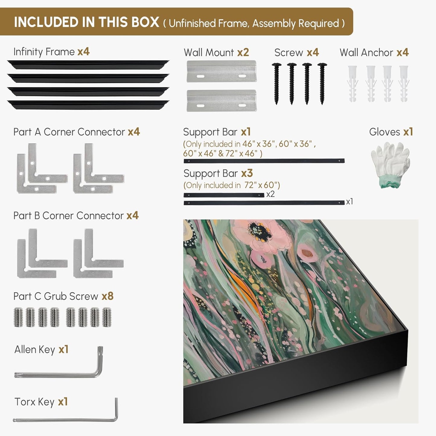 SIGNWIN 36"x46" Extra Large Framed Wall Art Whimsical Garden Bloom, Colorful Abstract Floral for Home Living Room Bedroom Decor (Frame Assembly Required)