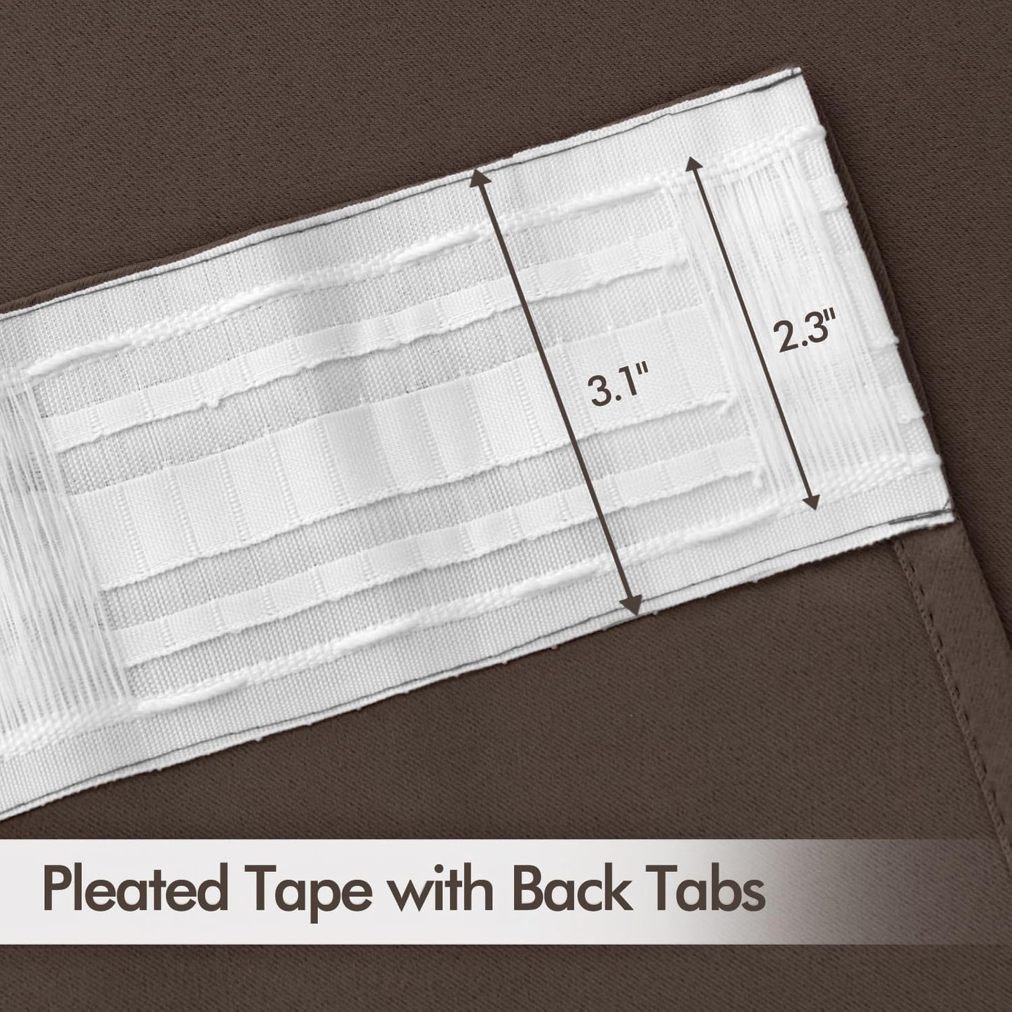 MIULEE Chocolate Brown Back Tab Blackout Curtains 63 Inch Length 2 Panels Set for Living Room Bedroom Privacy, Rod Pocket/Pinch Pleat Thermal Insulated Room Darkening Pleated Light Blocking Drapes