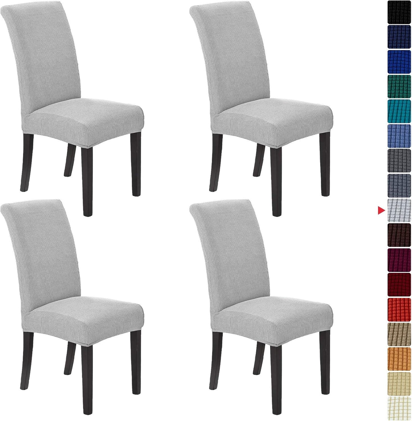 Howhic Stretch Chair Covers for Dining Room Set of 2, Removable Washable Dining Room Chair Covers, Dining Chair Slipcovers Seat Protector, Great Home Decor and Banquet Upholstery (Sliver, 4 Pack)