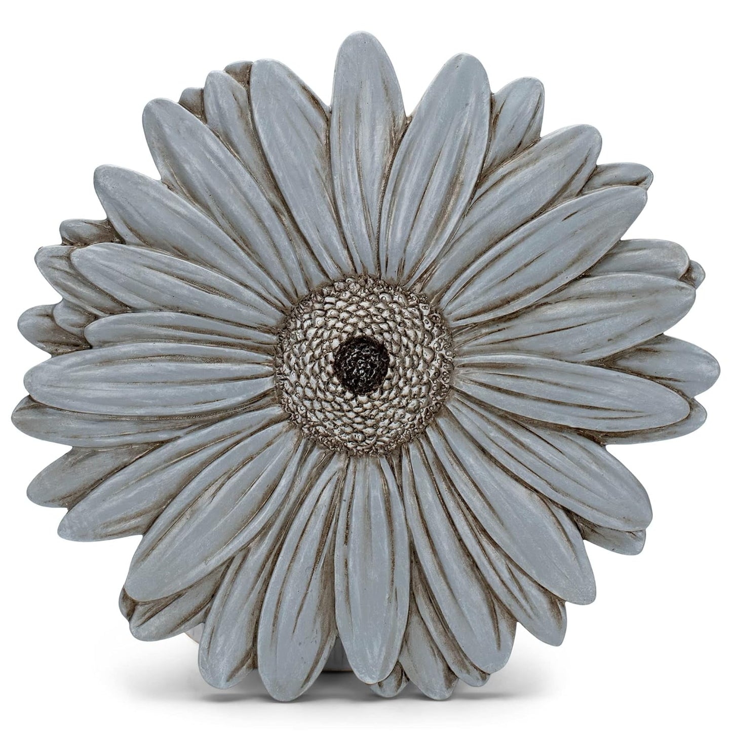 NAT & Jules Gerbera Daisy Flower Shaped Dimensional Indoor Outdoor 12 inch Cast Resin Decorative Garden Stepping Stone, Patio, Walkway Sculpture Yard Art, Stone Grey