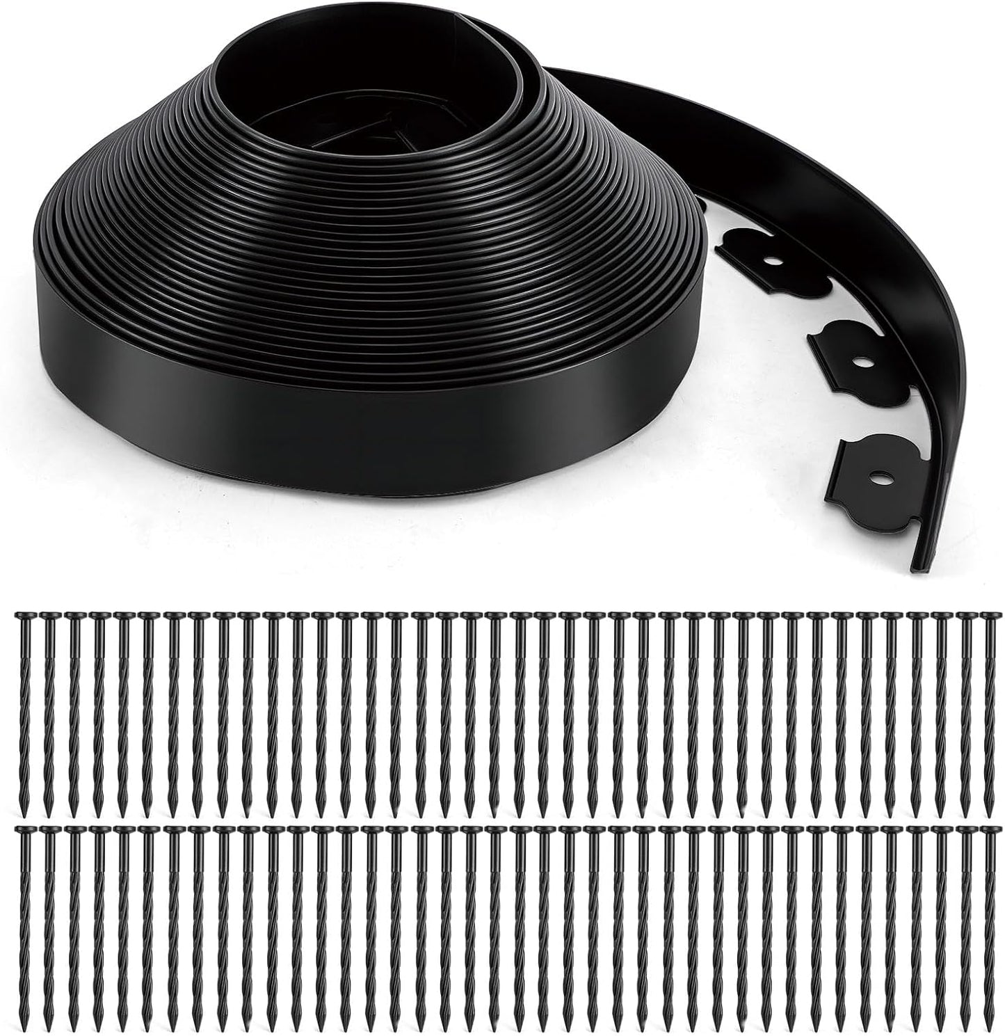Landscape Edging, 3" x 66' Garden Edging, No Dig Edging for Landscaping with 80 Pcs Anchoring Spikes, Flexible Landscape Border Edging for Landscaping, Yard Lawn, Flower Beds(Black)