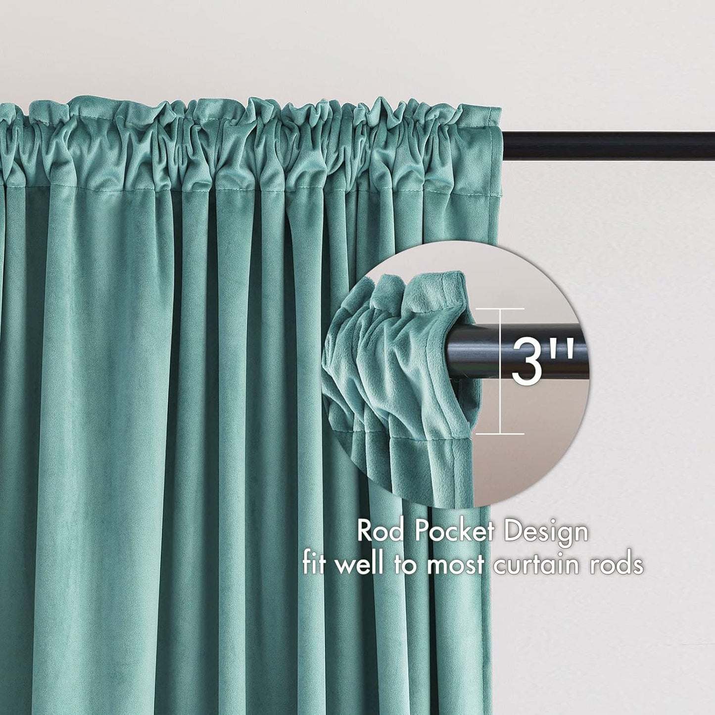 MIULEE Teal Velvet Curtains Thermal Insulated Blackout Curtain Drapes for Bedroom Living Room Darkening 84 Inches Long Curtains Panels Rod Pocket Set of 2