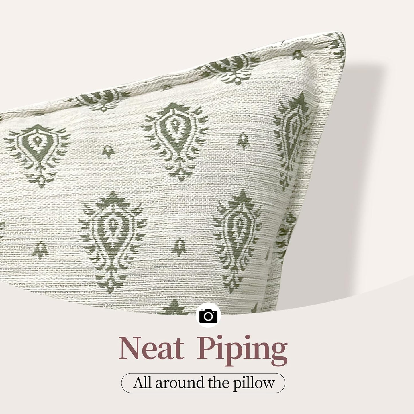 Floral Pillow Covers 20x20 Set of 2 Decorative Throw Pillow Covers Neutral Floral Paisley Farmhouse Pillow Covers for Sofa Couch Bed