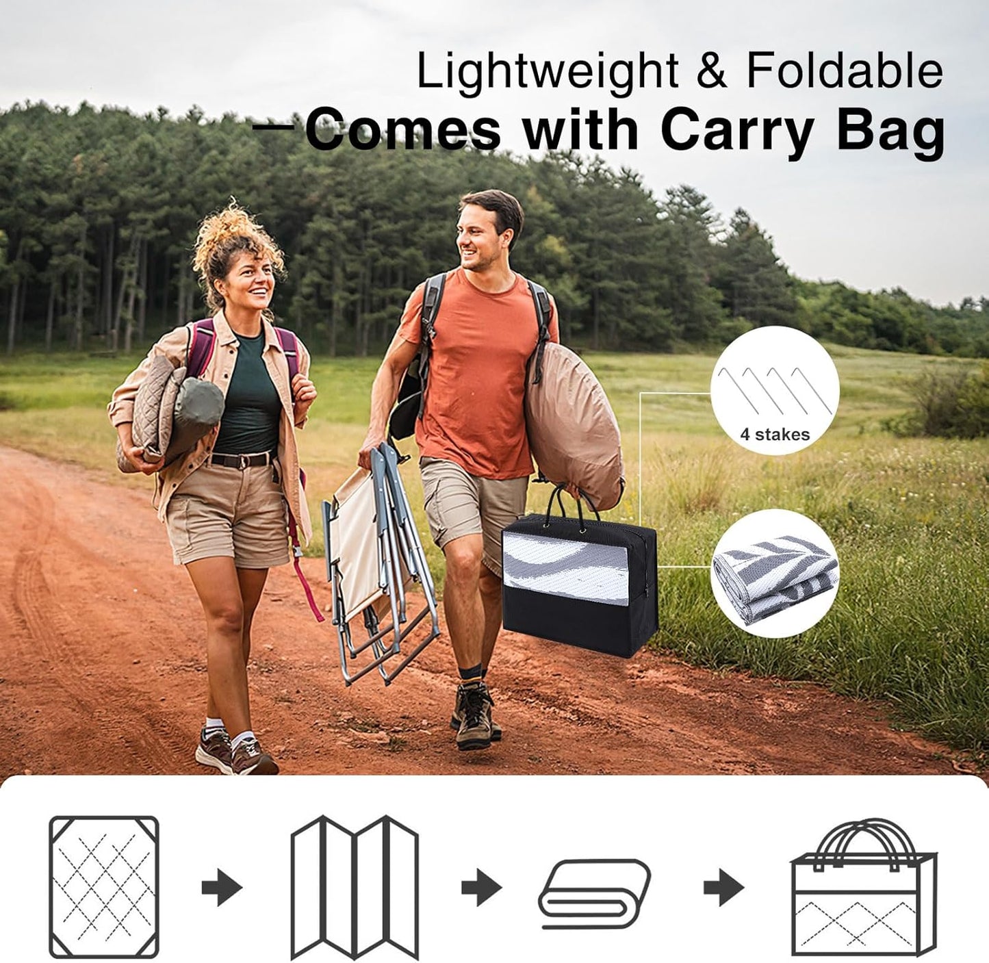 OLANLY Waterproof Outdoor Rug 9x12 ft, Reversible Outdoor Plastic Straw Rug with Leaf Pattern, RV Mat, Indoor Outdoor Carpet for Patio, Camping, Balcony, Deck, Backyard, Grey & White