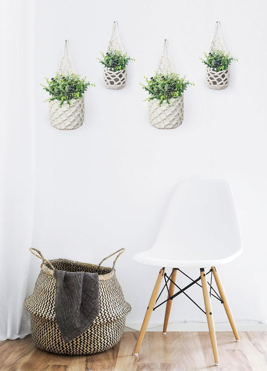 4PK Wall Planters for Indoor Plants, Macrame Plant Hanger | Wall Planter, Plant Hanger, Hanging Planter (2 Large + 2 Small)