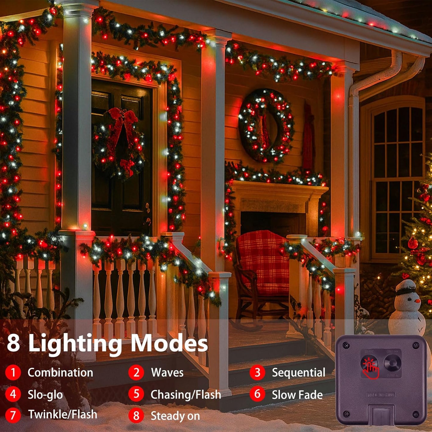 Extra-Long 144FT Solar String Lights for Outside, 2 Pack 400LED Solar Fairy Lights Outdoor, Waterproof Copper Wire with 8 Modes Twinkle Lights for Tree Garden Party Xmas Wedding Decor (Red and White)