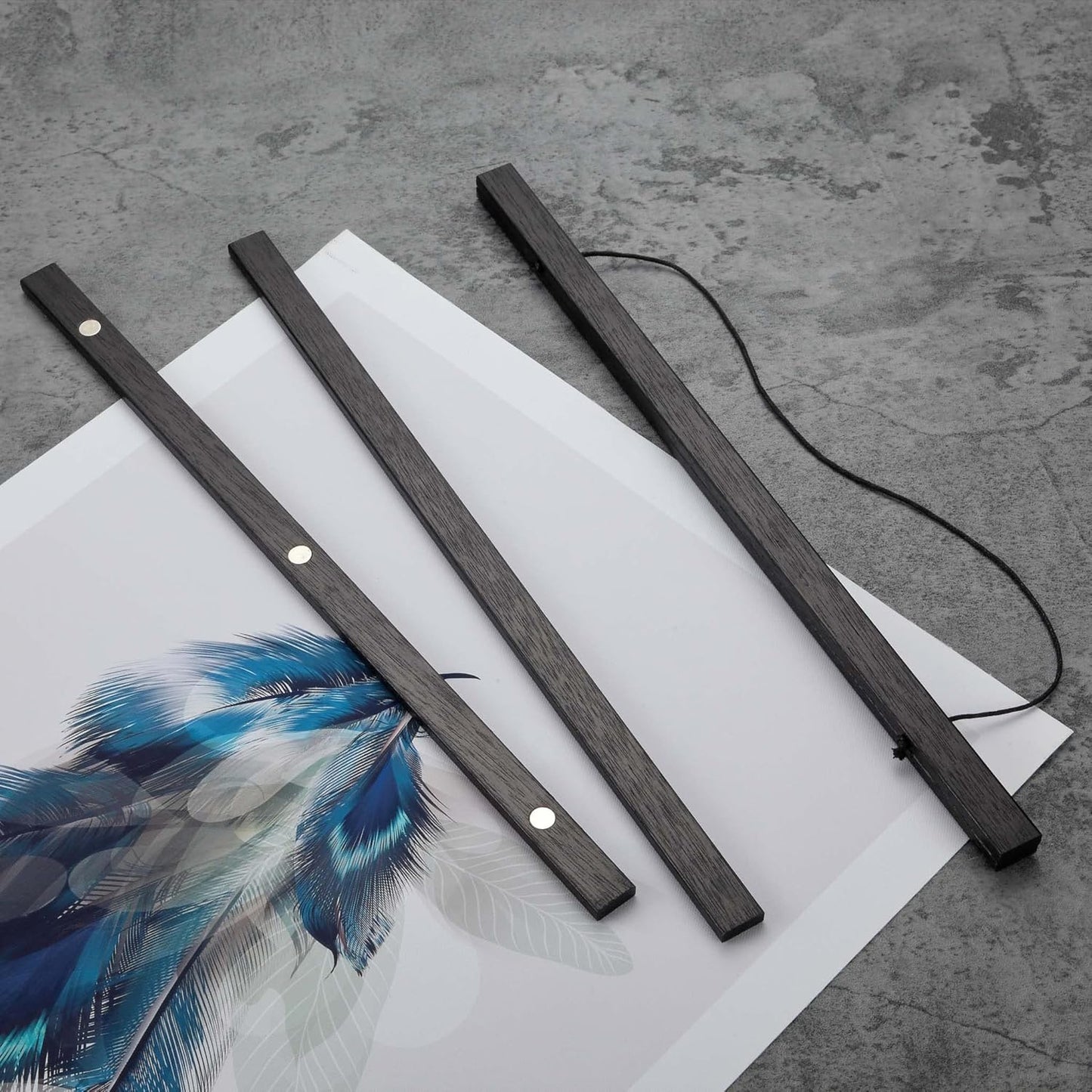 FALAMON Magnetic Poster Hanger Frame, 16x20 16x24 16x22 Teak Wood Magnet Poster Frame for Posters, Prints, Photos, Pictures, Maps, Scrolls, and Canvas Artwork(Black, 16")