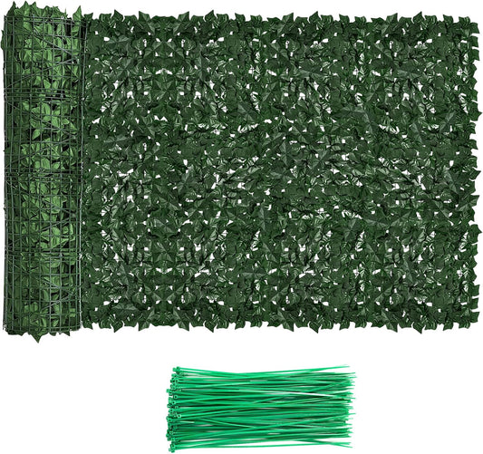 Faux Ivy Fence Privacy Screen Outdoor Expandable Artificial Greenery Roll Fake Hedge Wall Patio Green Plastic Leaf Plant Vine Grass Panels Gate Covering for Garden Yard Balcony (118 X 39.4 in)