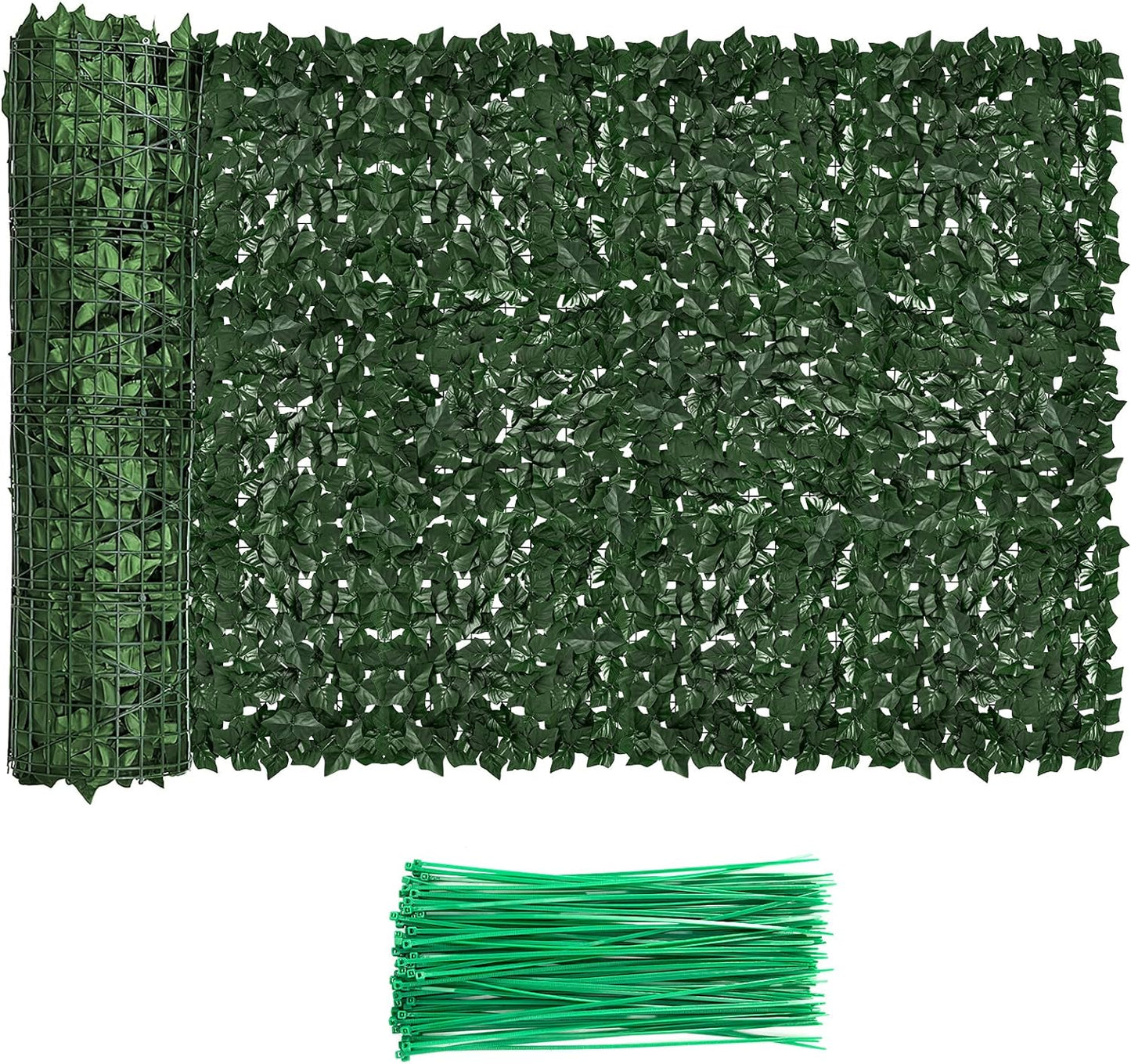 Faux Ivy Fence Privacy Screen Outdoor Expandable Artificial Greenery Roll Fake Hedge Wall Patio Green Plastic Leaf Plant Vine Grass Panels Gate Covering Garden Yard Balcony (157.5 X 39.4 in)