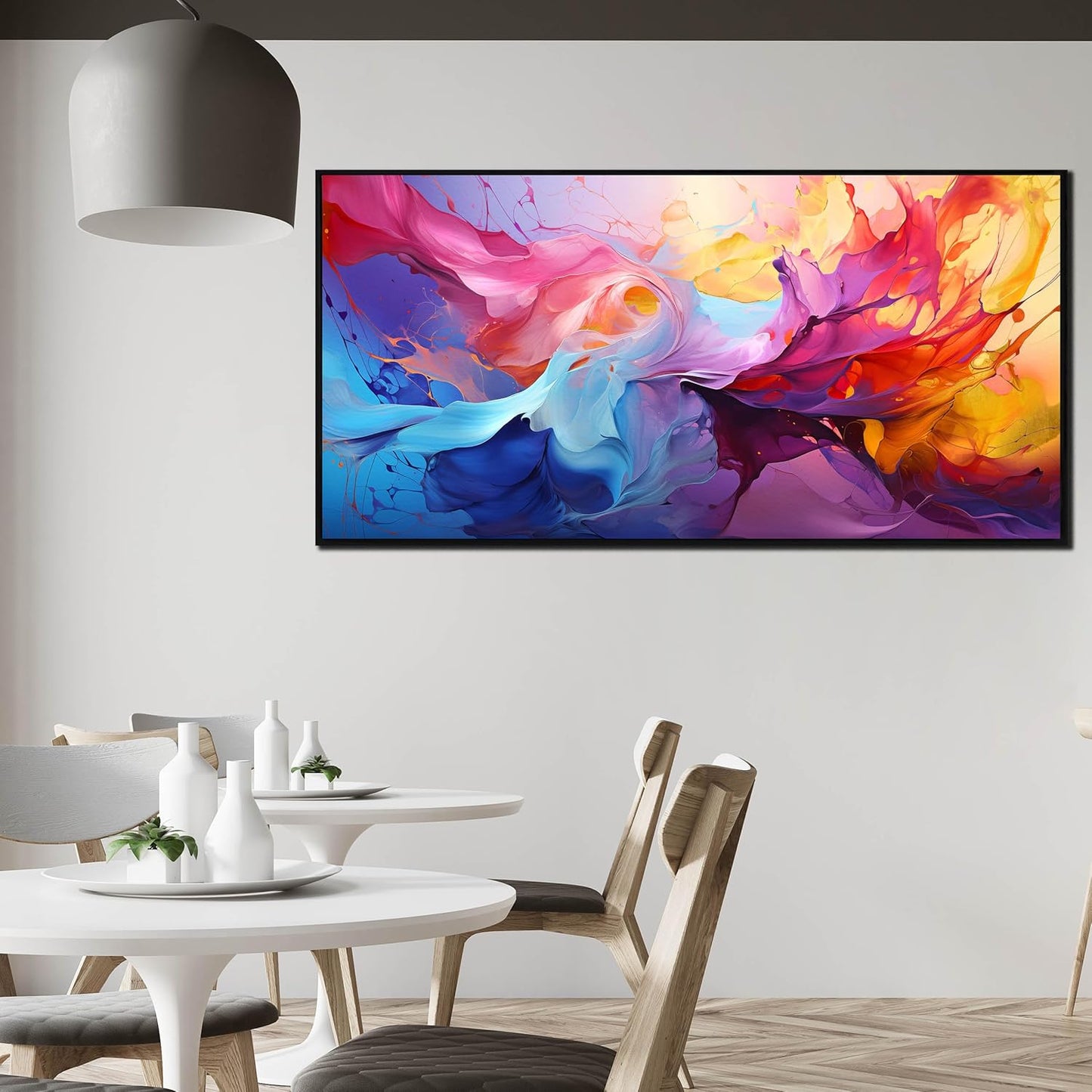 Abstract Wall Art for Living Room, Colorful Canvas Wall Decor for Bedroom, Framed Picture Print, Large Size 59x29 Inches