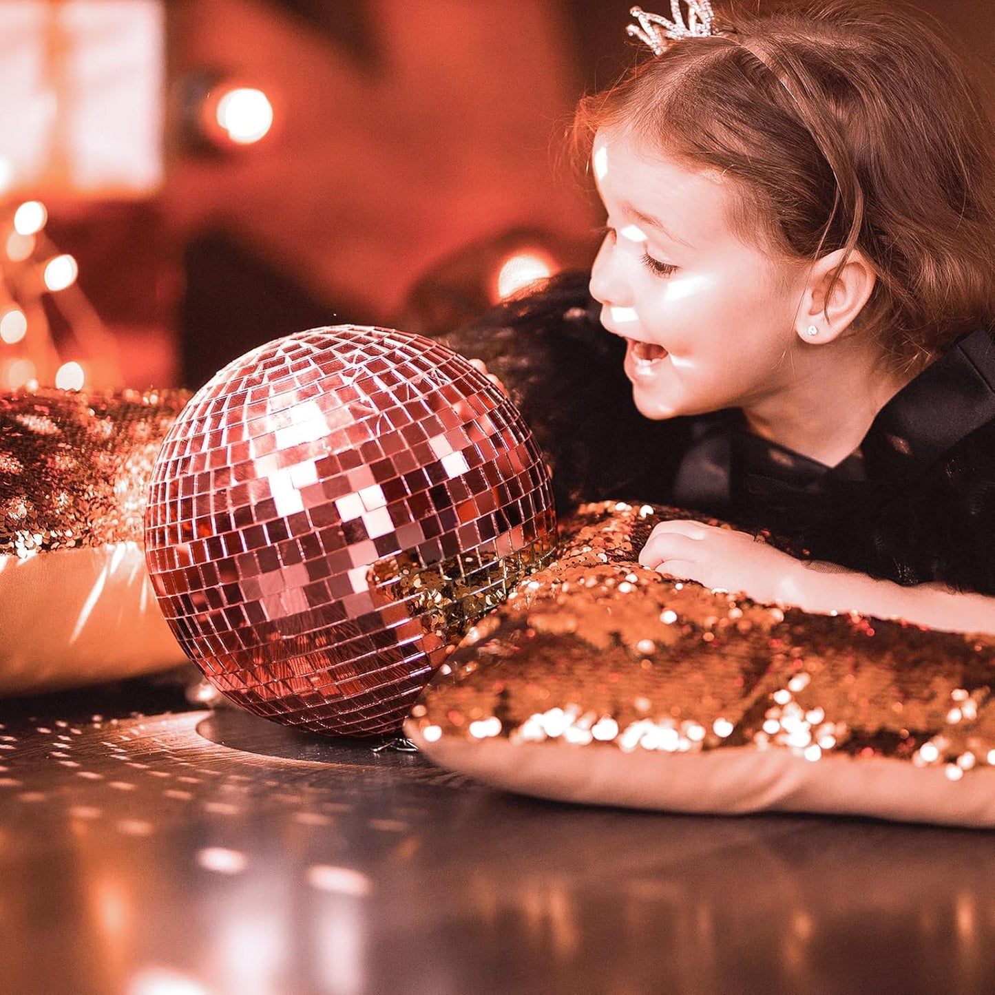 Art3dwallpanels 6 Pack Self Adhesive Glass Mirror Mosaic Disco Tiles Small Square Mirror Sticker for for DIY Disco Ball, Disco Cowboy Hat, Vase, Bottle, Interior Decoration, 2364 Pieces, Red