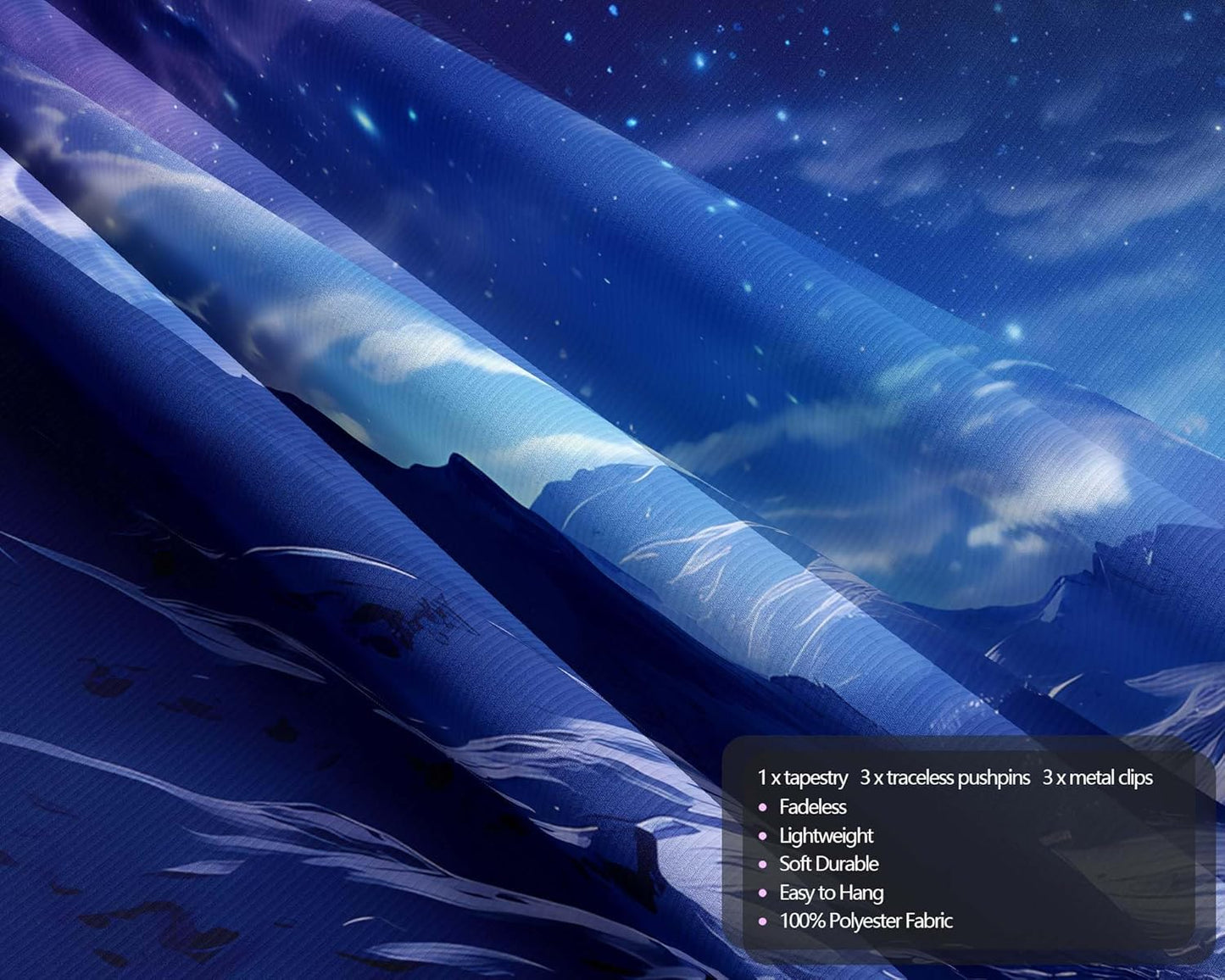 QGHOT Winter Tapestry Wall Hanging Snow Scene Backdrop Snow Mountain Wall Decor Blue Nature Landscape Snowy Large Tapestry for Bedroom Room Dorm, Extra Large