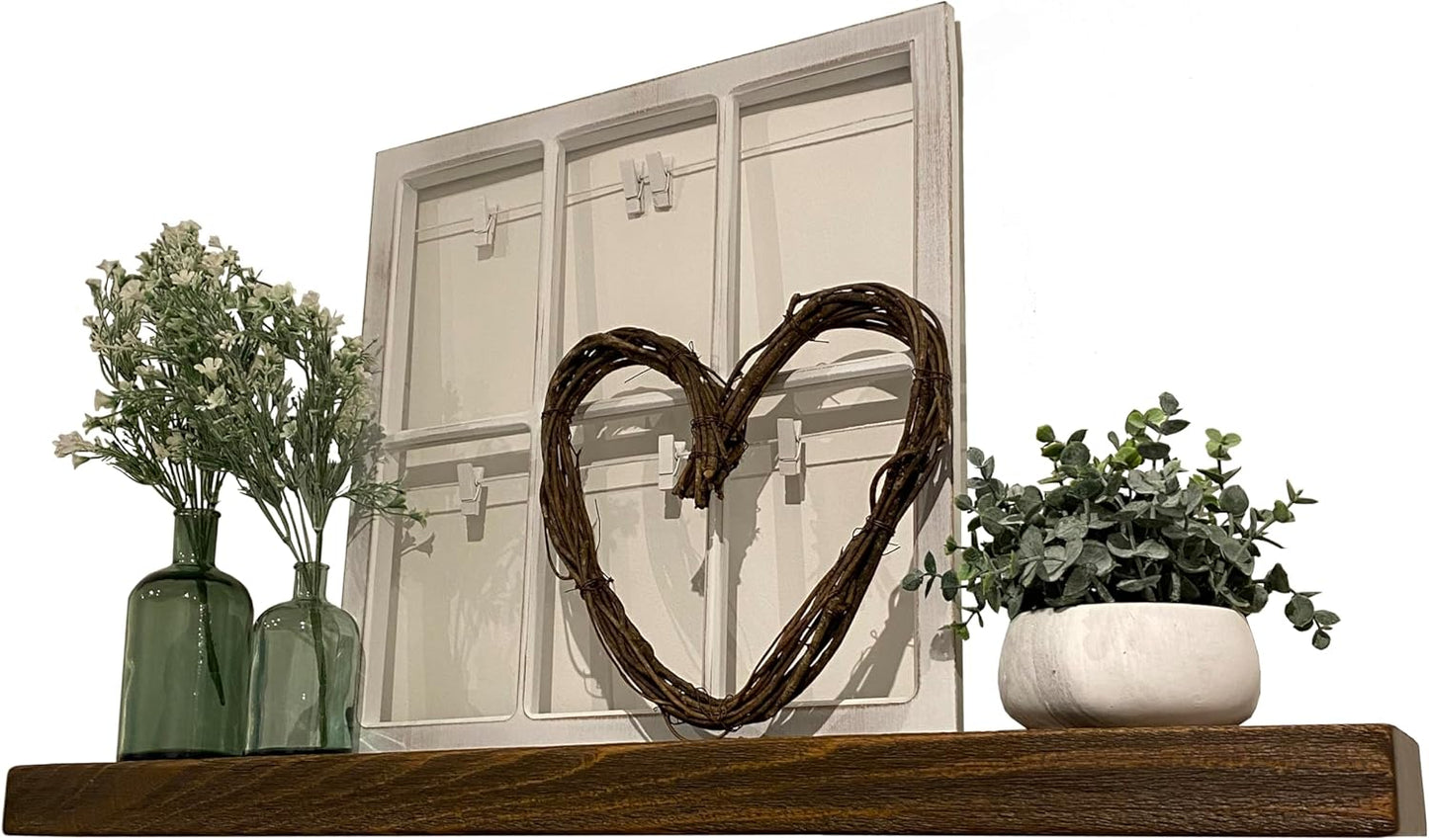 joelsantiques 42 Inch Wooden Floating Shelves for Wall - 42x8x2 in - Made of Natural Wood - Heavy Duty Rustic Wall Shelves Made in USA - Perfect for Living Room, Kitchen - Brown