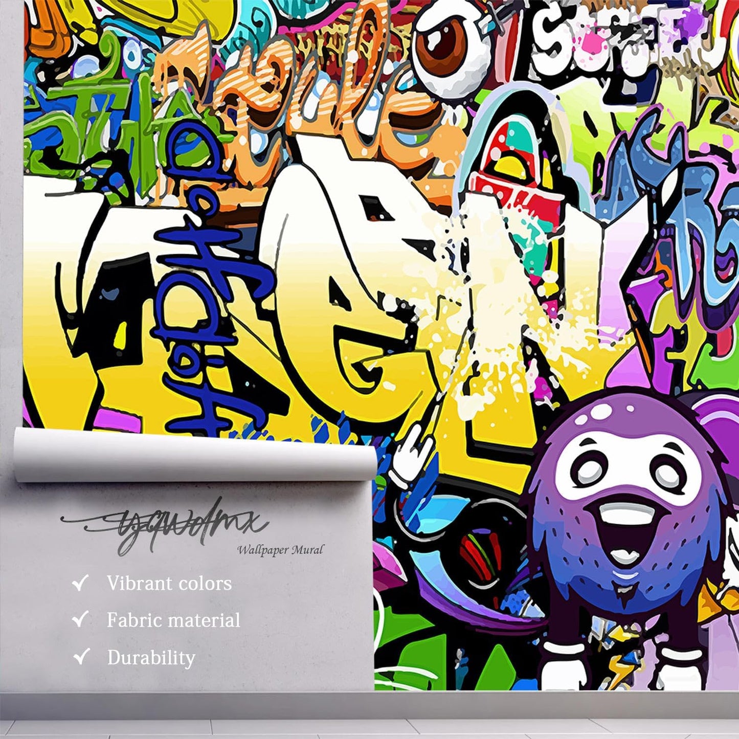 -Nursery Color Graffiti Abstract Letters Bedroom Wallpaper XT16 S 100" x 65"