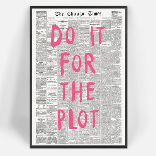 Liyark Retro Black And White Chicago Newspaper Poster Pink Trendy Preppy Apartment Art Motivational Affirmation Do It For The Plot Prints For Home Bedroom Living Room Wall Decor 24x36in Framed