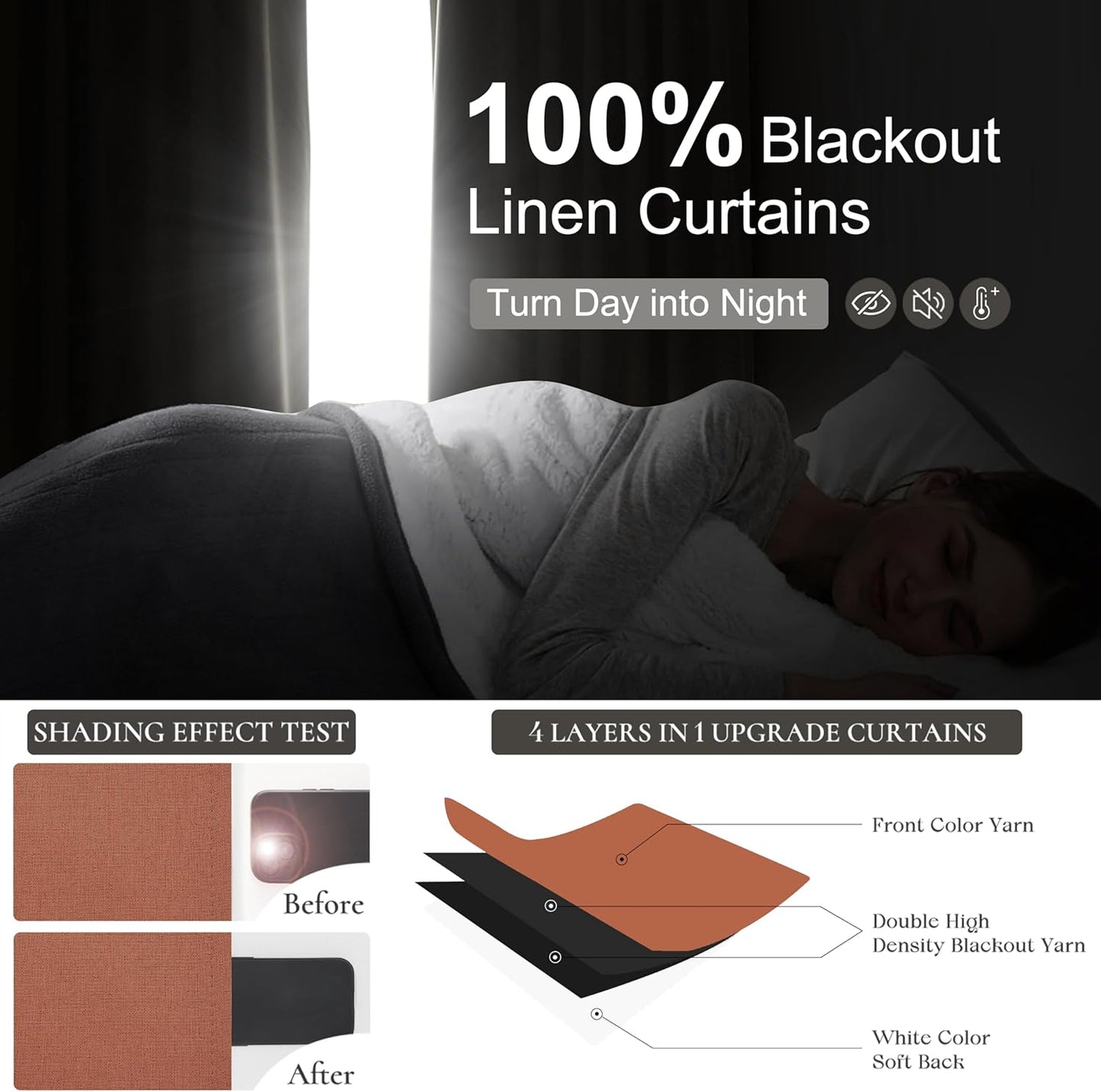 Fall Burnt Orange Curtains Pinch Pleated Blackout 84 Inches Long 2 Panels Set,Terracotta Autumn Color Decor Retro for Living Room Antique Copper Rust Boho 70s Window Linen Drapes (W40 xL84)