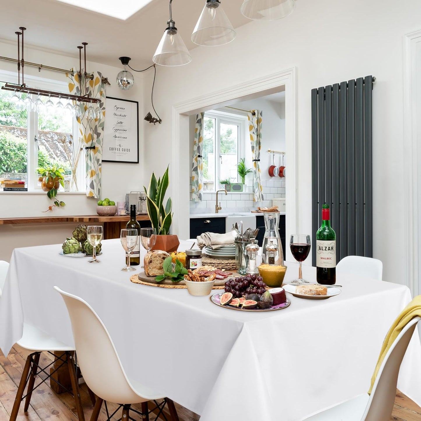 sancua 8 Pack White Tablecloth 60 x 84 Inch, Rectangle Table Cloth for 4ft Tables - Stain and Wrinkle Resistant Washable Polyester Table Cover for Dining Wedding Banquet Party Buffet Restaurant