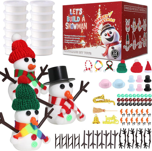 Build a Snowman Kit - Christmas Crafts, Modeling Clay DIY Kit, Creative Kids Air Dry Modeling Clay, Xmas Holiday Party Decor Gift