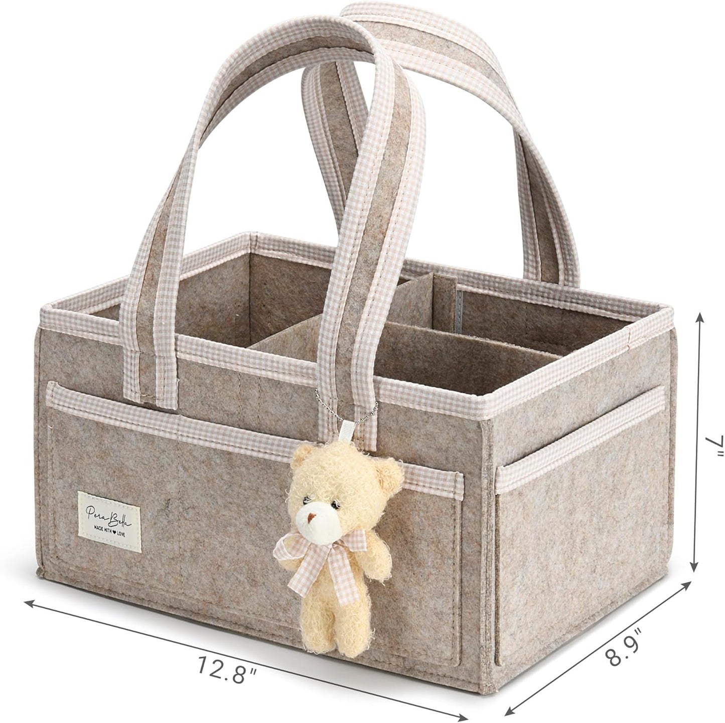 PeraBella Diaper Caddy Organizer with Handle, Baby Shower Gifts Basket Bag, Registry Search Must Haves Items, Nursery Storage Organizer for Newborn Girl Boy, Baby Bag Essentials, Car Diaper Caddy Cart