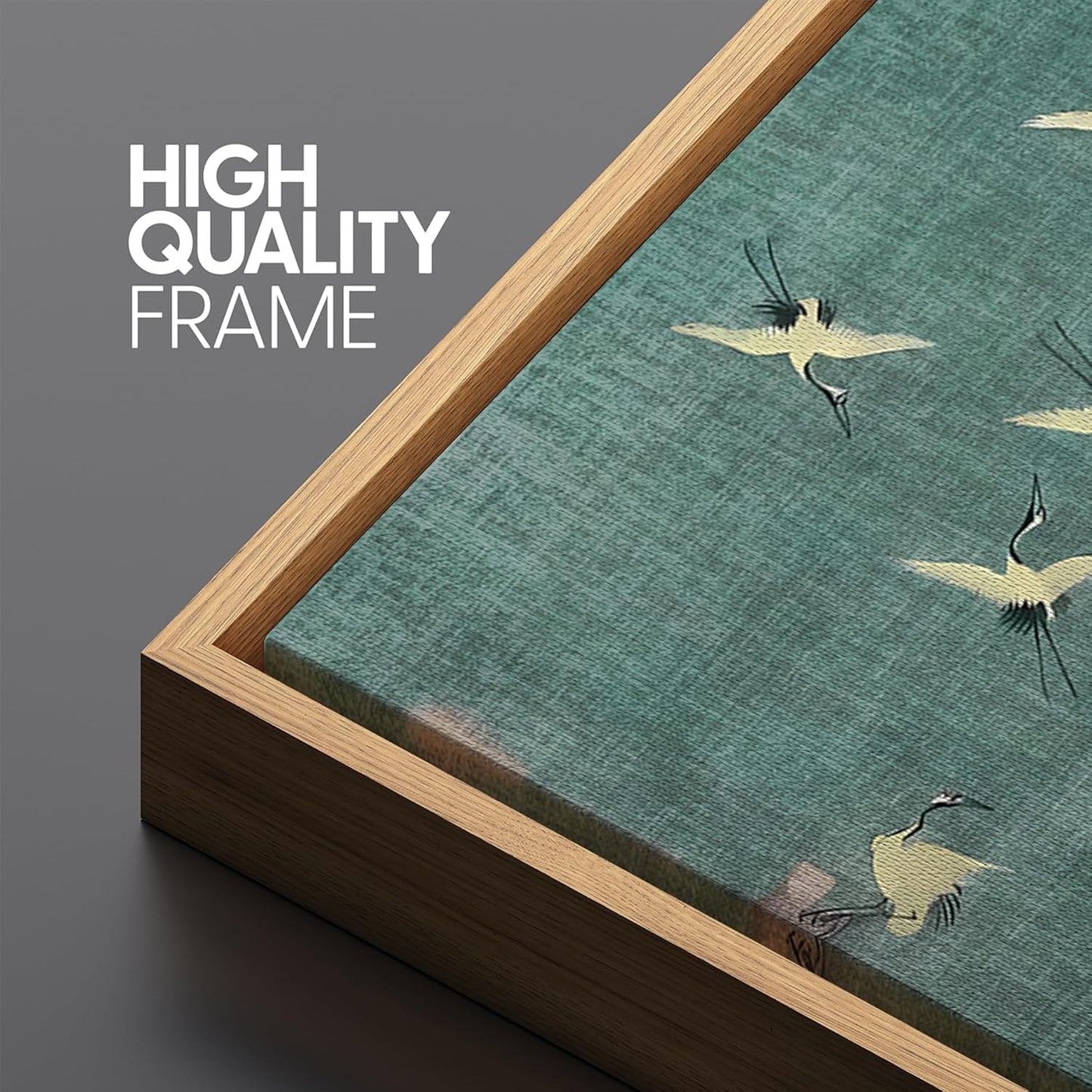 MUDECOR Extra Large Framed Canvas Print Wall Art Serene Skies White Birds in Flight on Teal Antique Retro Fine Art Illustrations Decorative Colorful for Bedroom - 60"x30"