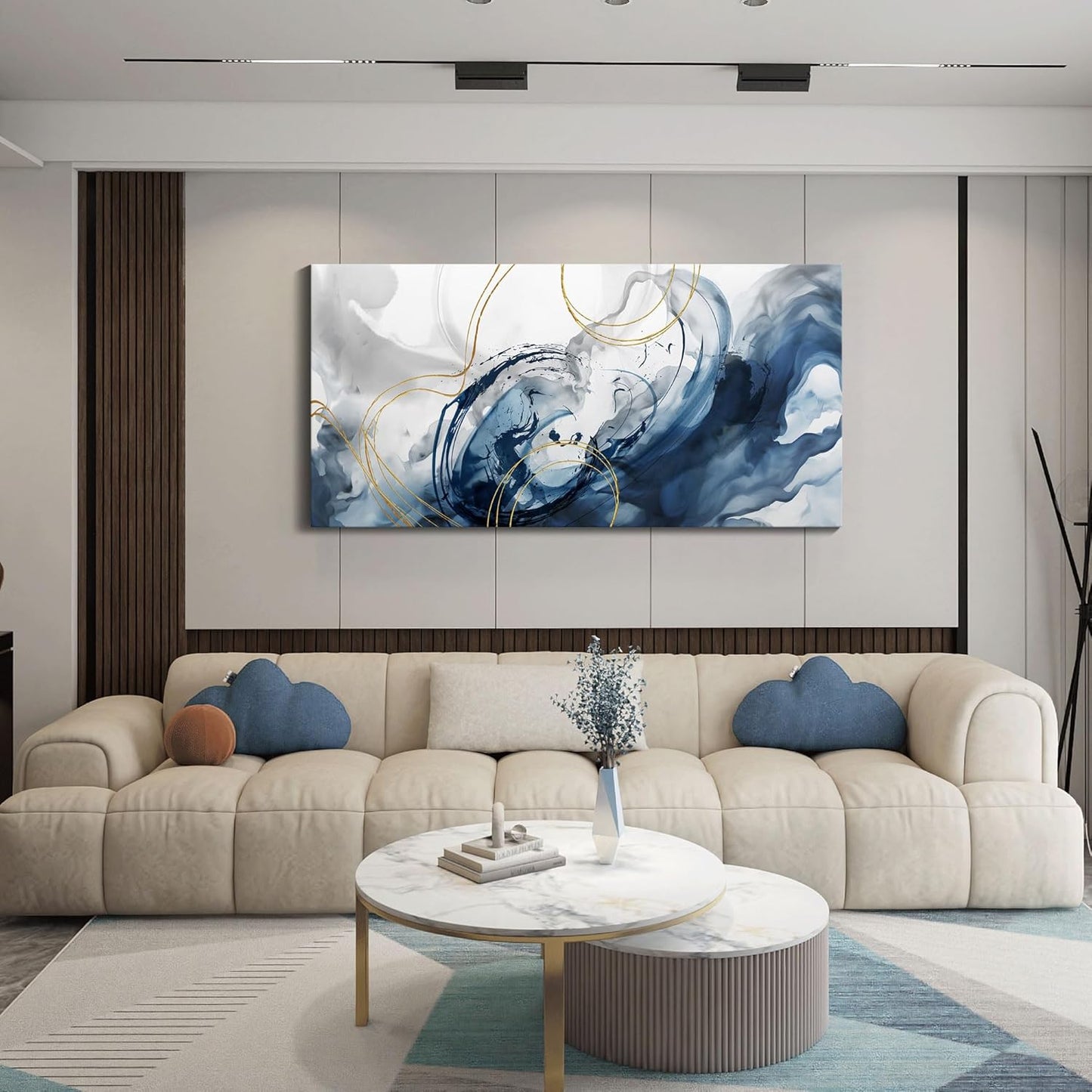 Mofutinpo Blue Wall Art Large Canvas Art Wall Decor Abstract Wall Art Blue Modern Home Decor Office Wall Decor Home Decorations for Living Room Minimalist Bedroom Artwork 29×58IN