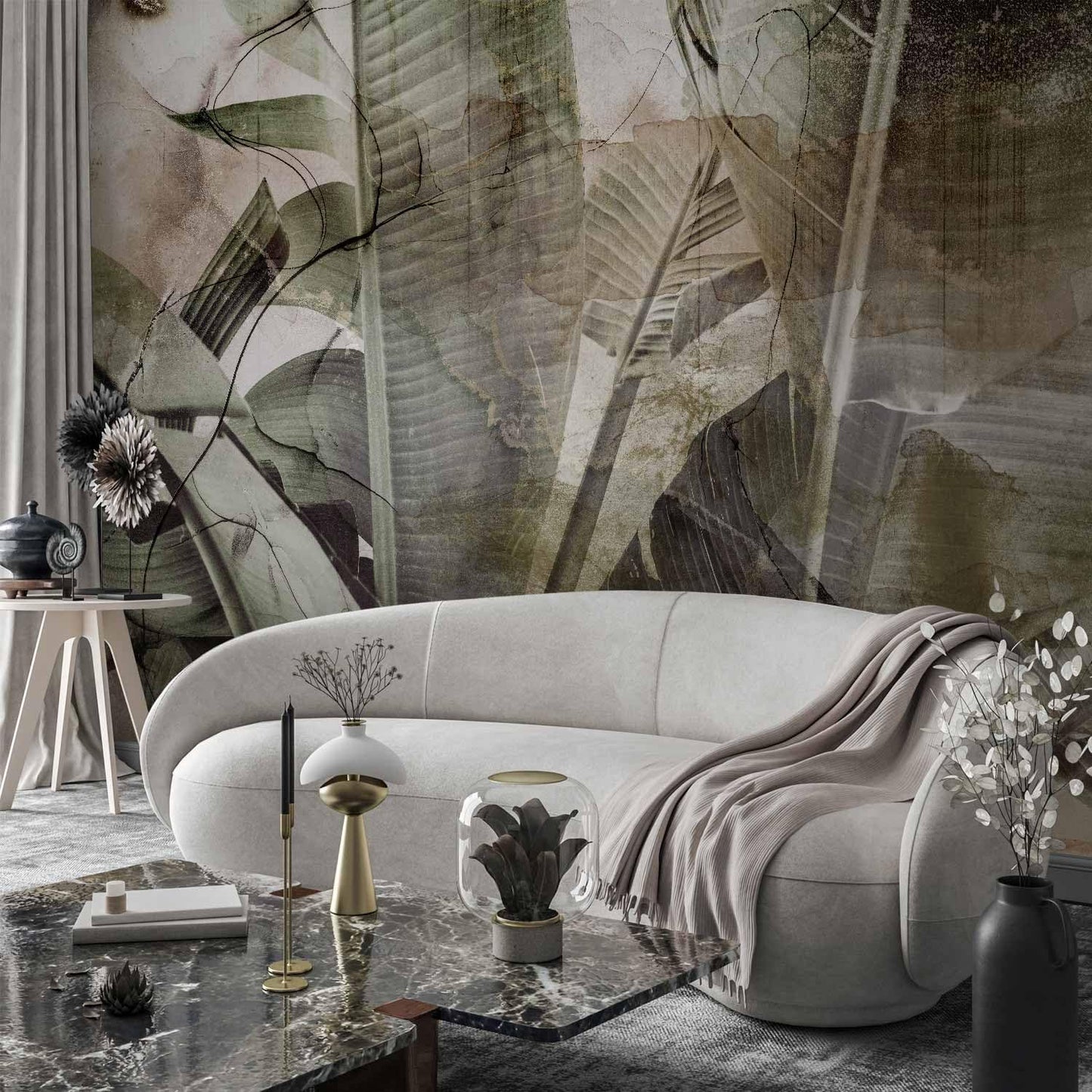 artgeist Premium Wall Mural Tropical Leaves 138x101 in - XXL Non-Woven Wallpaper Fleece Wall Decor Photo Print Picture Image Design Plant Jungle Nature Like Painted b-C-0776-a-a