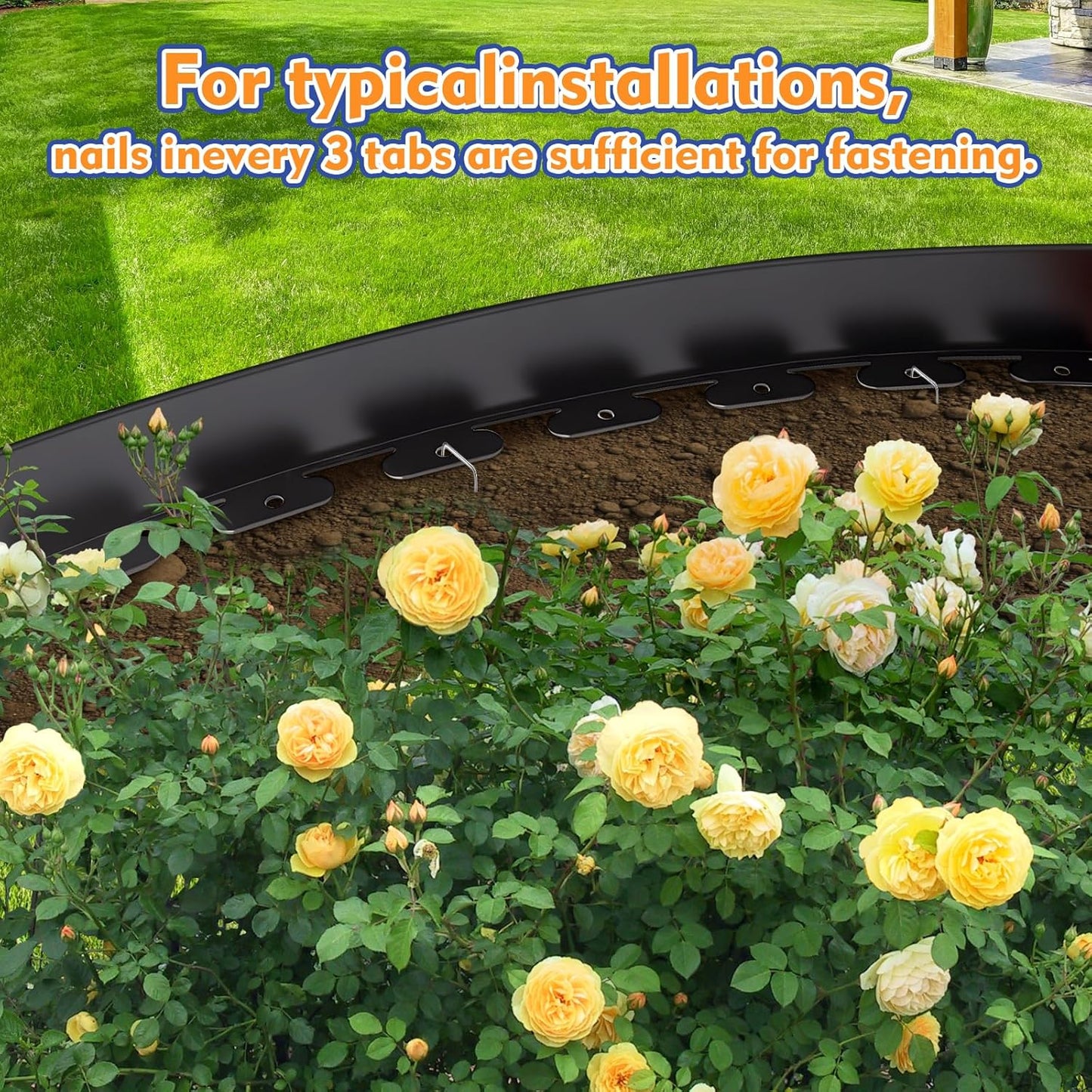 4 Inch x 33 FT (Multiple Sizes Available) Landscape Edging, Garden Edging Borders with 40pcs Upgrade Stakes, Flexible No Dig Plastic Garden Border for Lawn, Landscaping, Flower Beds, tree and Yard