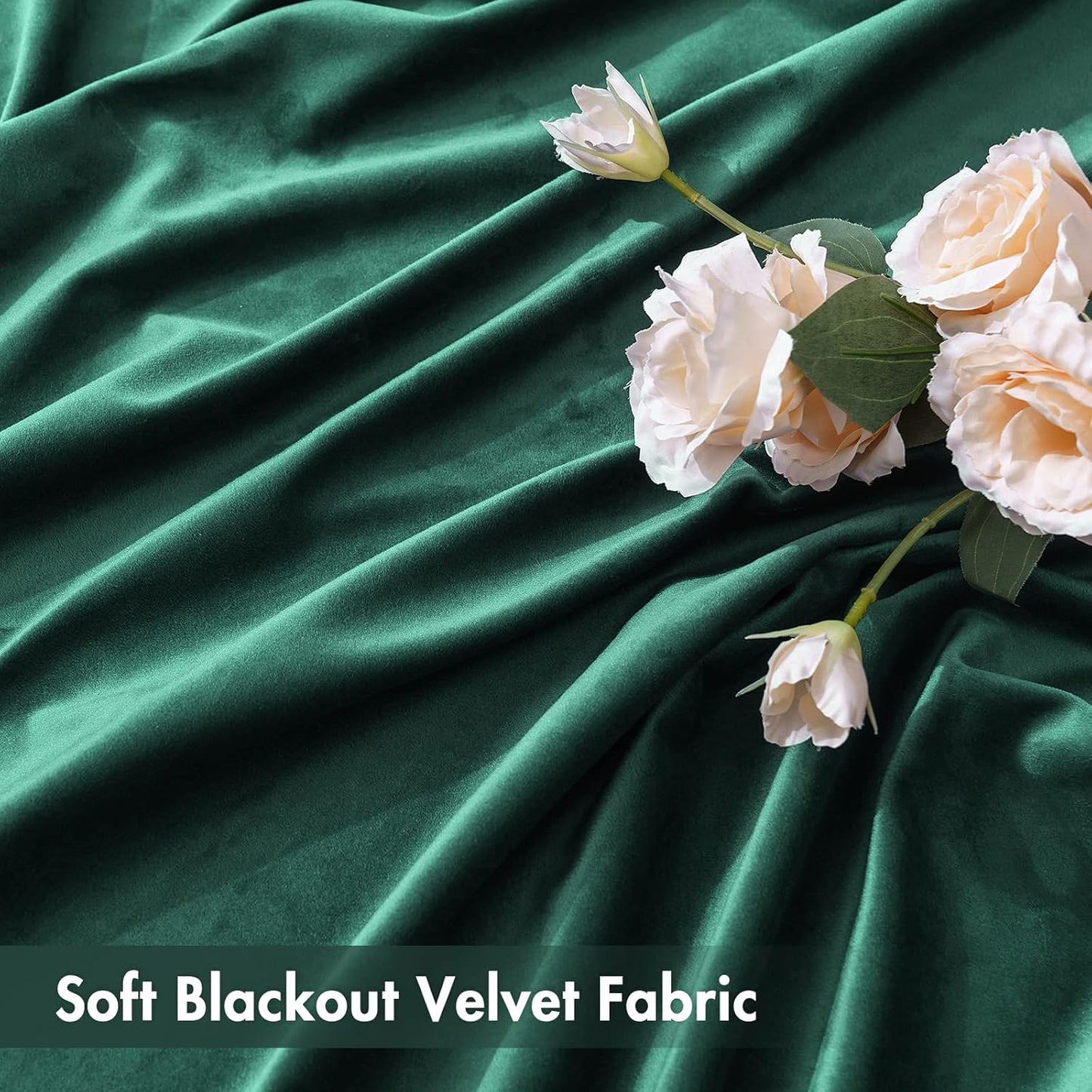 MIULEE Dark Green Velvet Curtains Thermal Insulated Blackout Curtain Christmas Emerald Green Drapes for Bedroom Living Room Darkening 63 Inches Long Curtains Panels Rod Pocket Set of 2