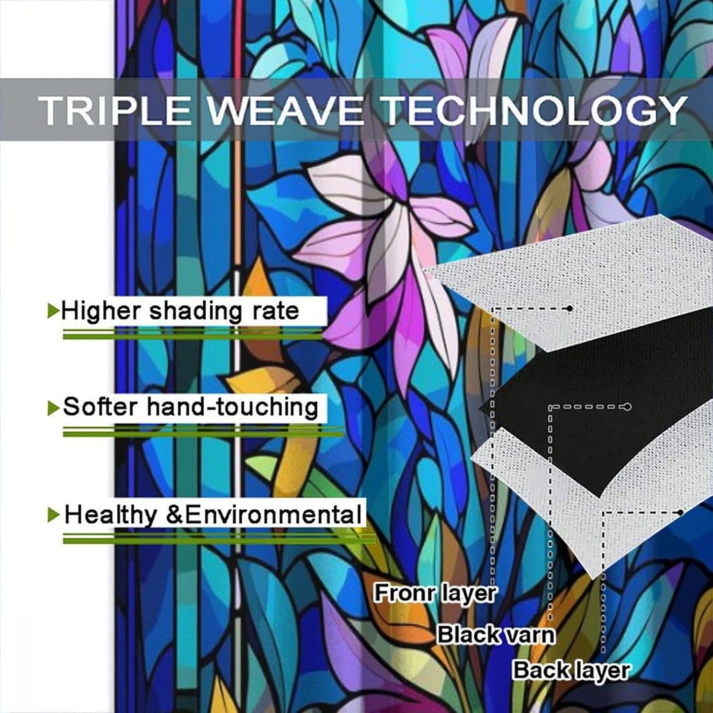 Stained Glass Curtains,Abstract Colorful Floral Geometric Art Home Decor Drapes for Bedroom Living Room Kitchen Window Treatment 2 Panels Set Total Size 63" W X 63" L Inch