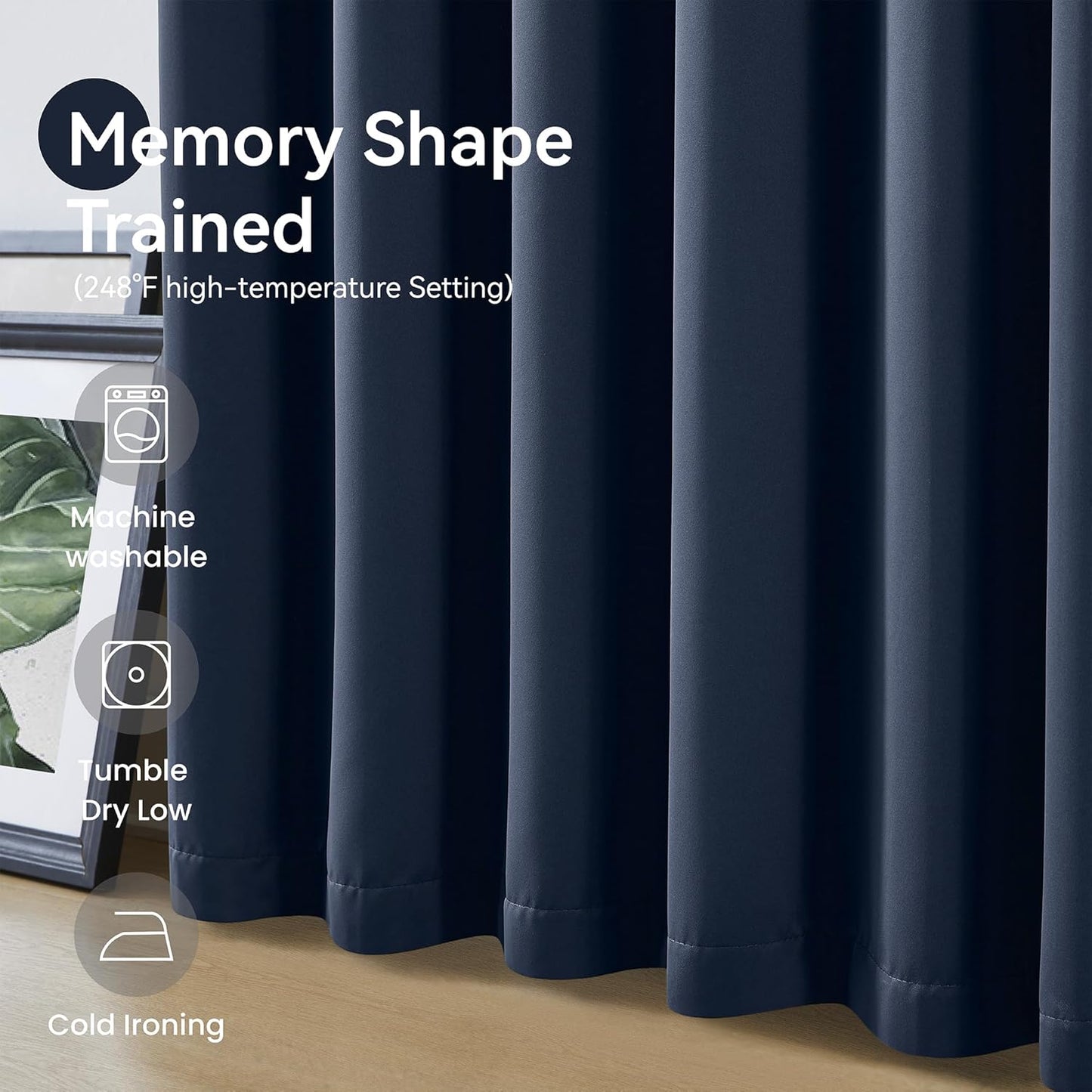 KangBang Navy Blue Blackout Curtains 96 Inches Long for Living Room, Pinch Pleat Room Darkening Black Out Drapes for Boys Playroom, Fashion Nautical Style Decor 2 Panels, 40”Wx96”L