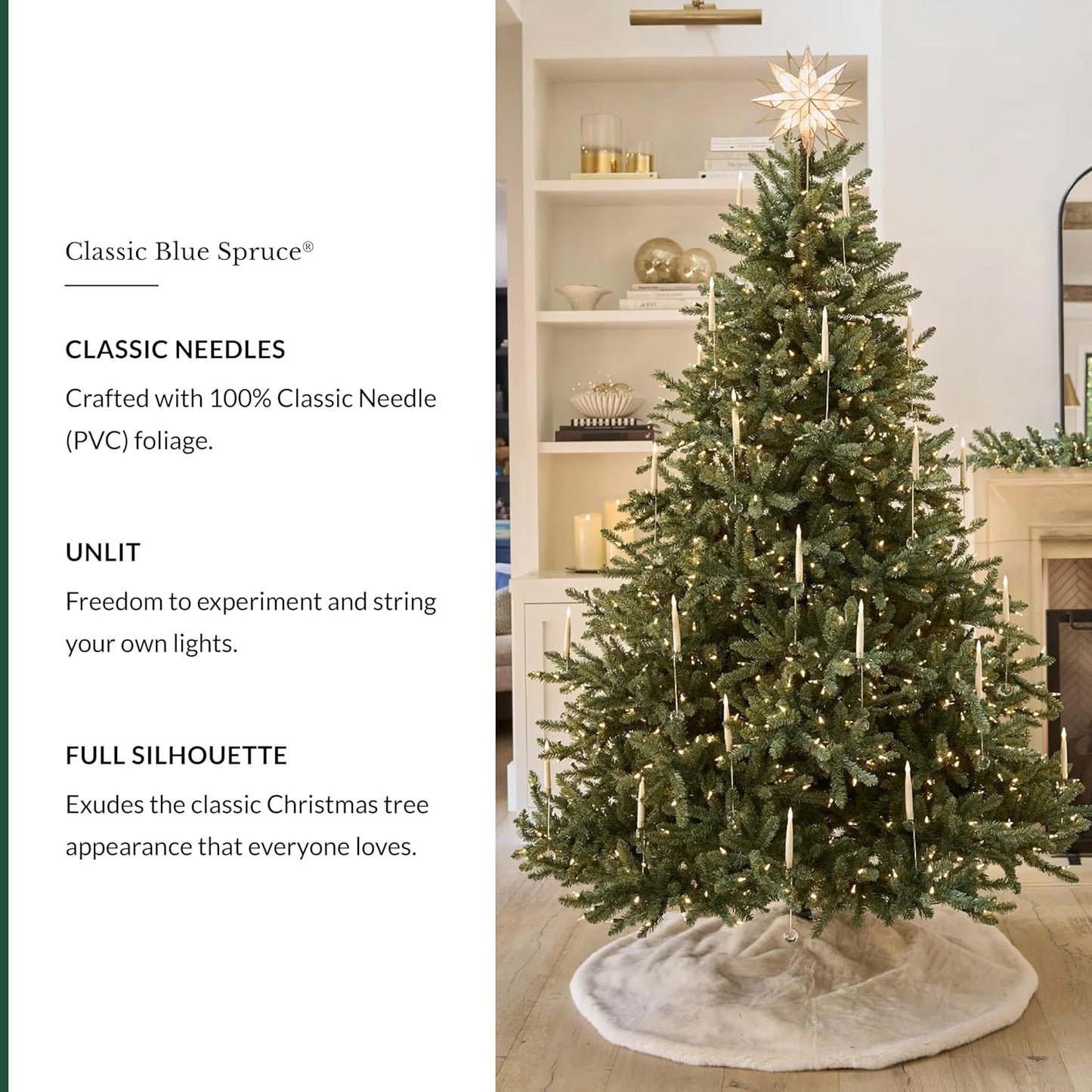 Balsam Hill 5.5 ft Unlit Classic Blue Spruce - Artificial Christmas Tree with Premium Stand & Storage Bag for Indoor Holiday Decorating