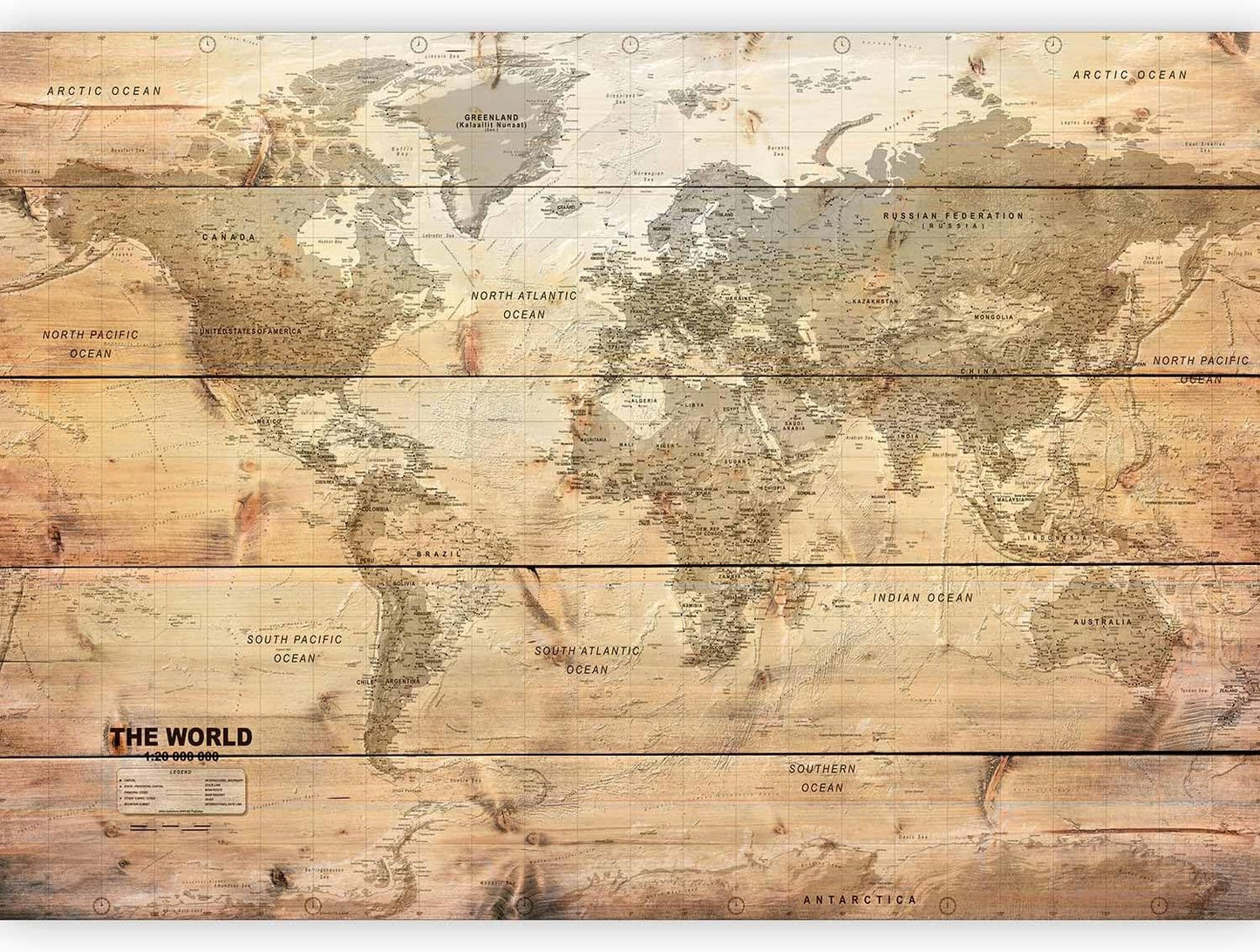 artgeist Wall Mural World Map 116x83 in - XXL Peel and Stick Self-Adhesive Wallpaper Removable Large Sticker Foil Wall Decor Print Picture Image Design Map of The World k-A-0218-a-a