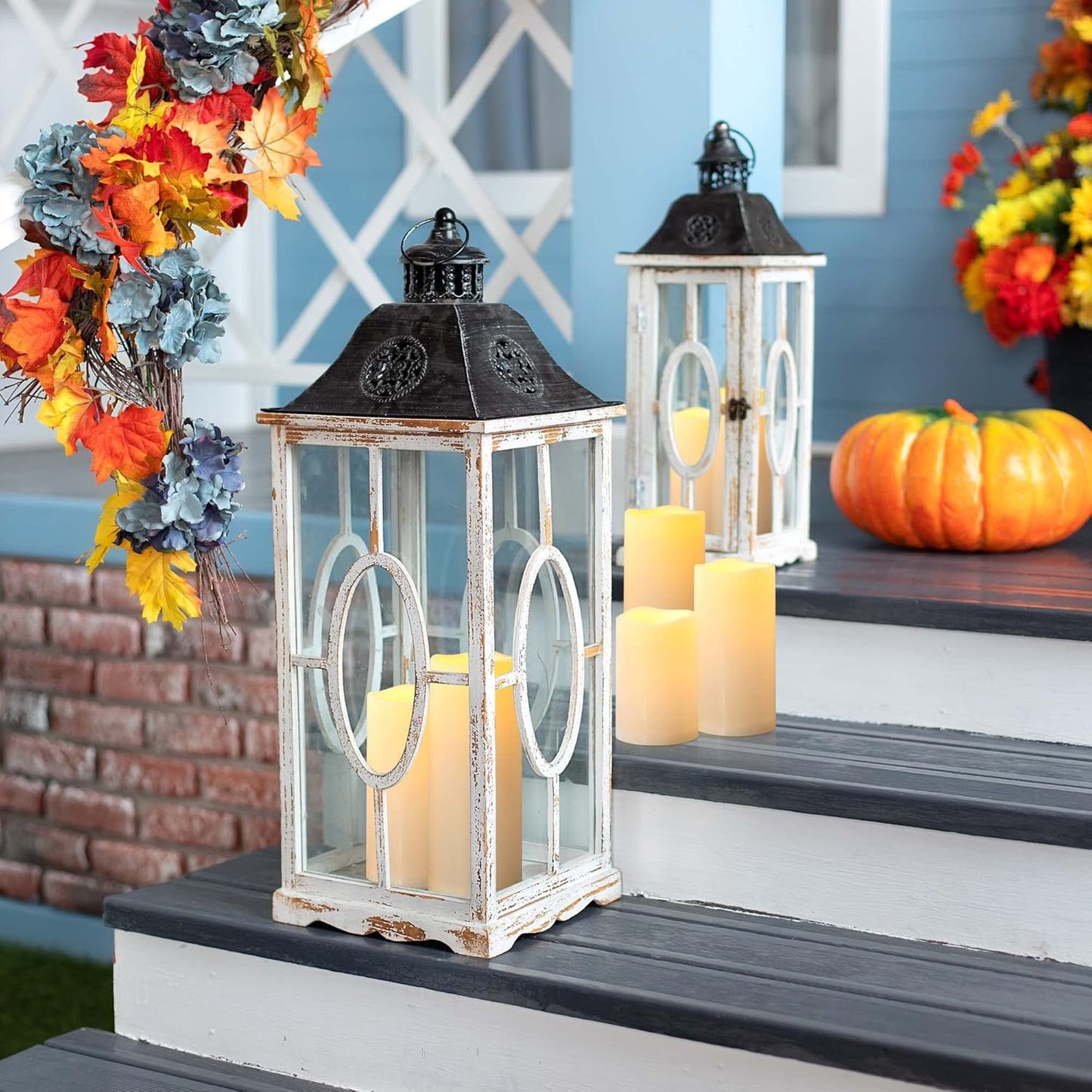 6" 8" 10" x 4" Waterproof Outdoor Flameless Candles Battery Operated LED Flickering Pillar Candles with Remote and Timer for Indoor Outdoor Lanterns, Long Lasting, Ivory White Large, Set of 3